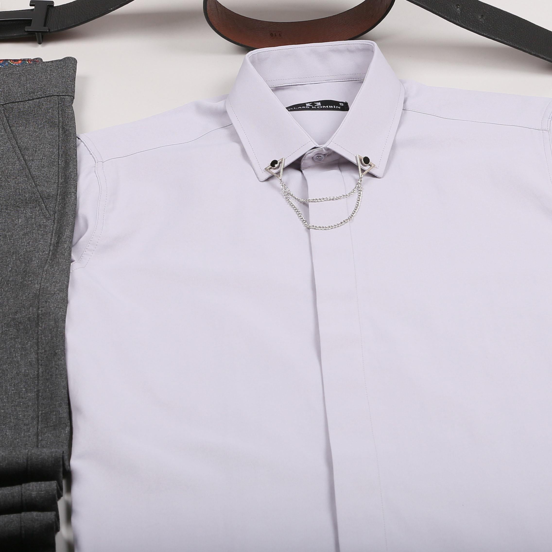 Gri Gömlek Füme Pantolon Ayakkabı Kombin