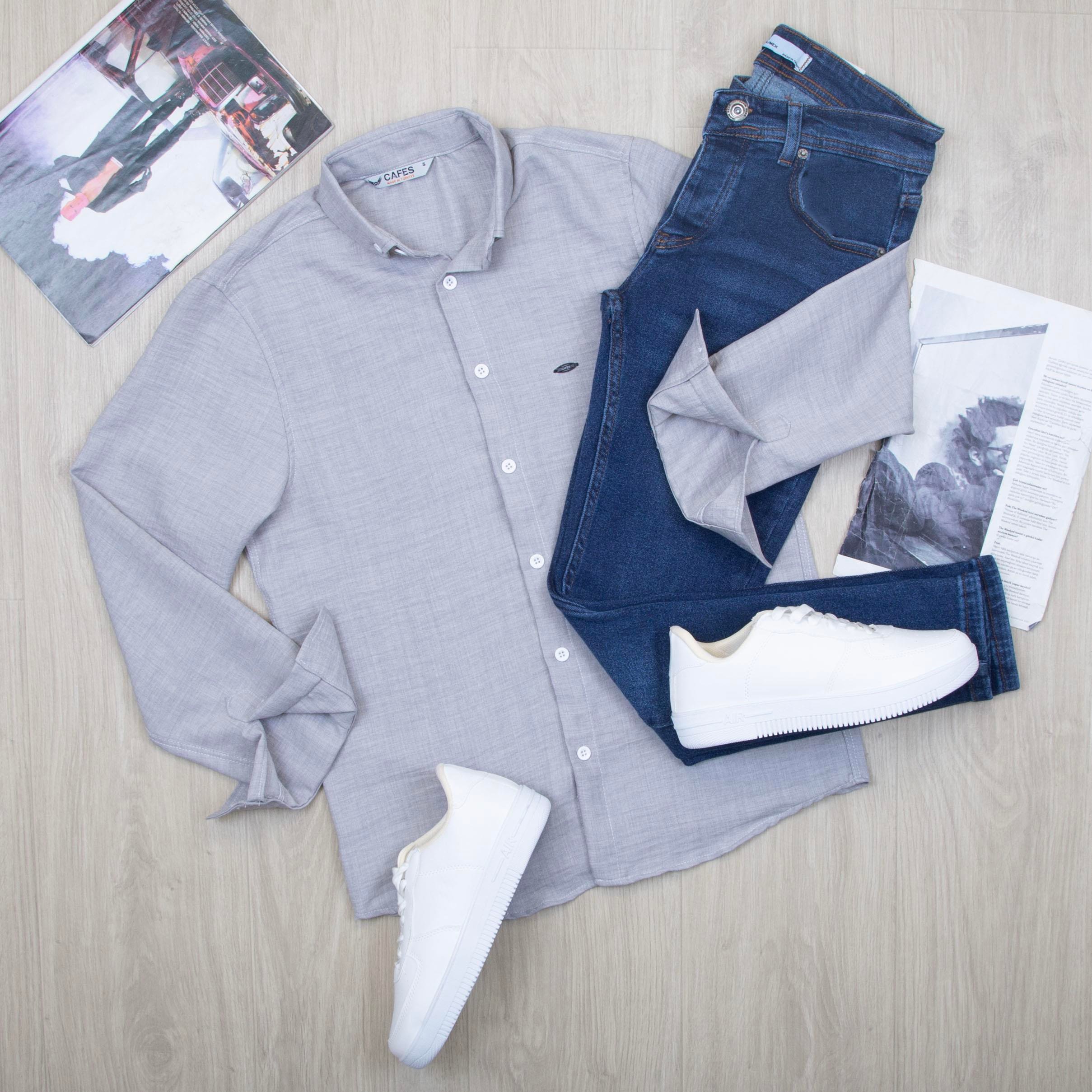 Gri Gömlek Pantolon Ayakkabı Kombin
