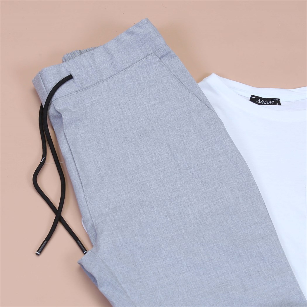 Gri Jagger Tshirt 3Bant Ayakkabı Kombini