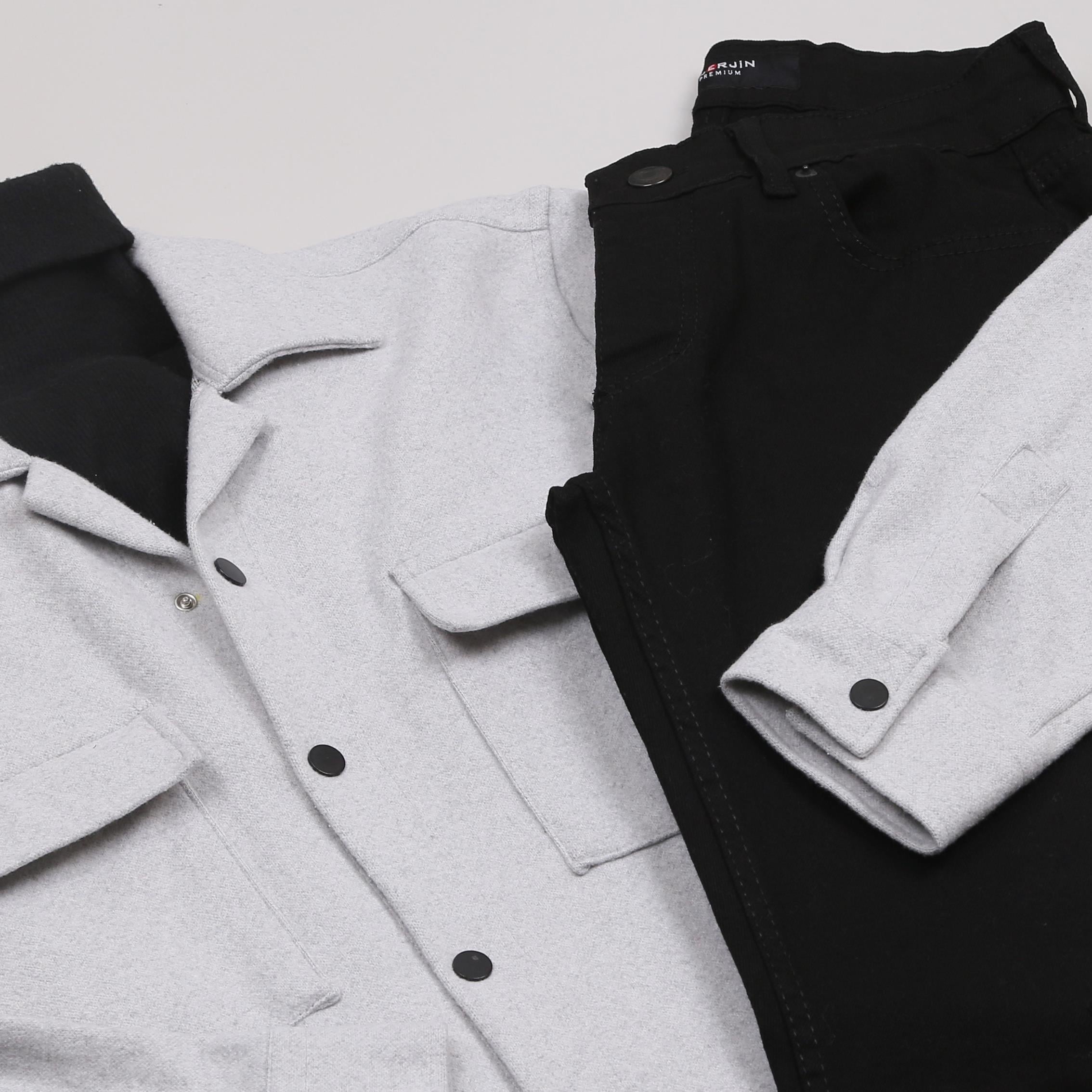 Gri Kaşe Gömlek Boğazlı Body Pantolon Bot Kombin