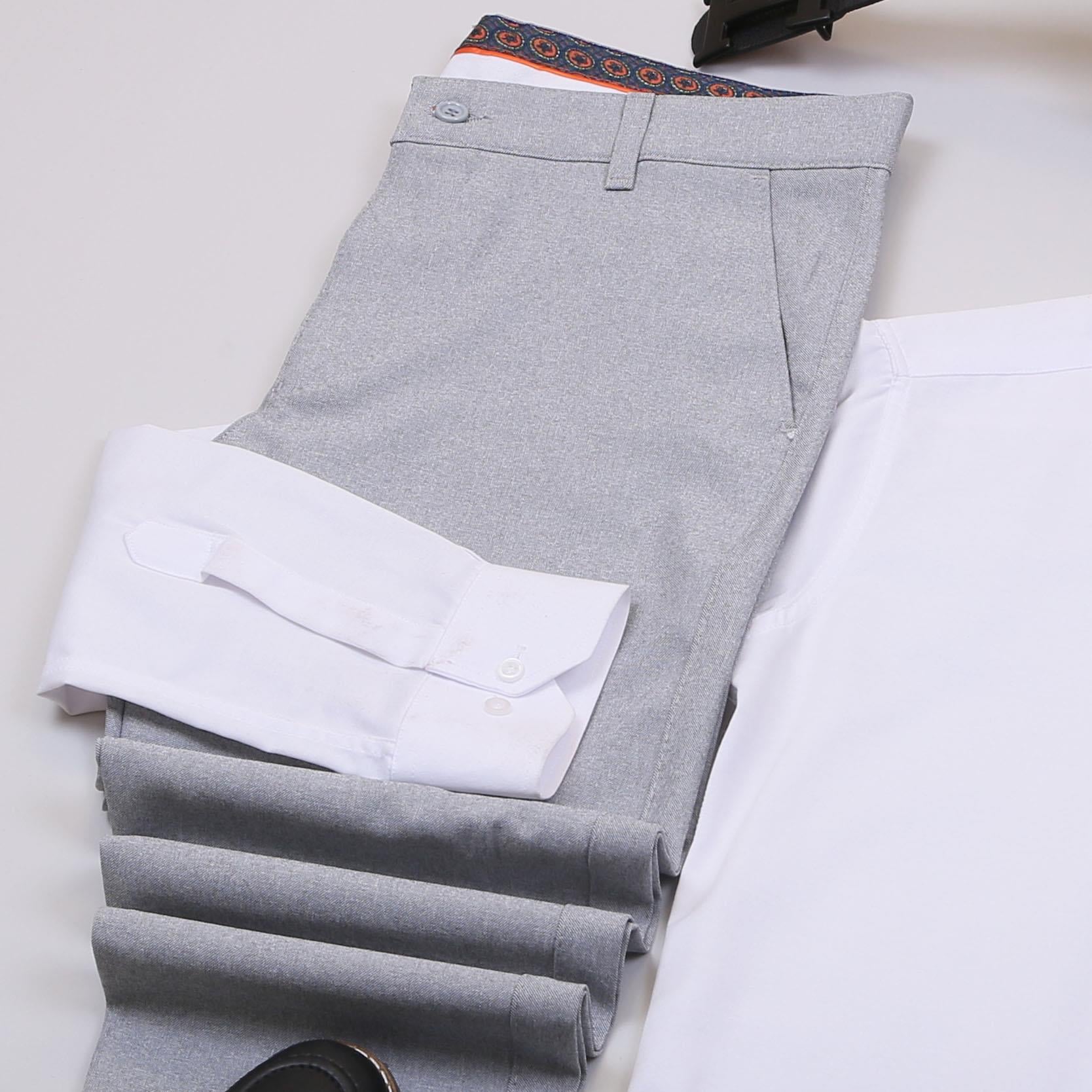 Gri Kırçıllı  Blazer Ceket Gömlek Pantolon Ayakkabı Kombin