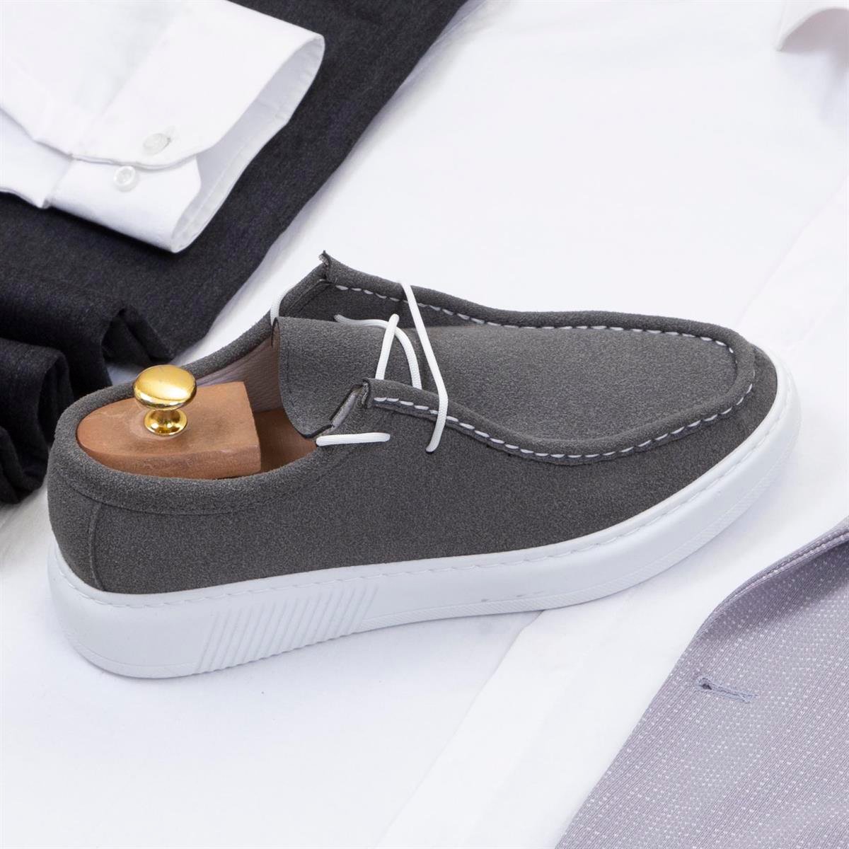 Gri Kırçıllı Blazer Ceket Gömlek Pantolon Ayakkabı Kombin