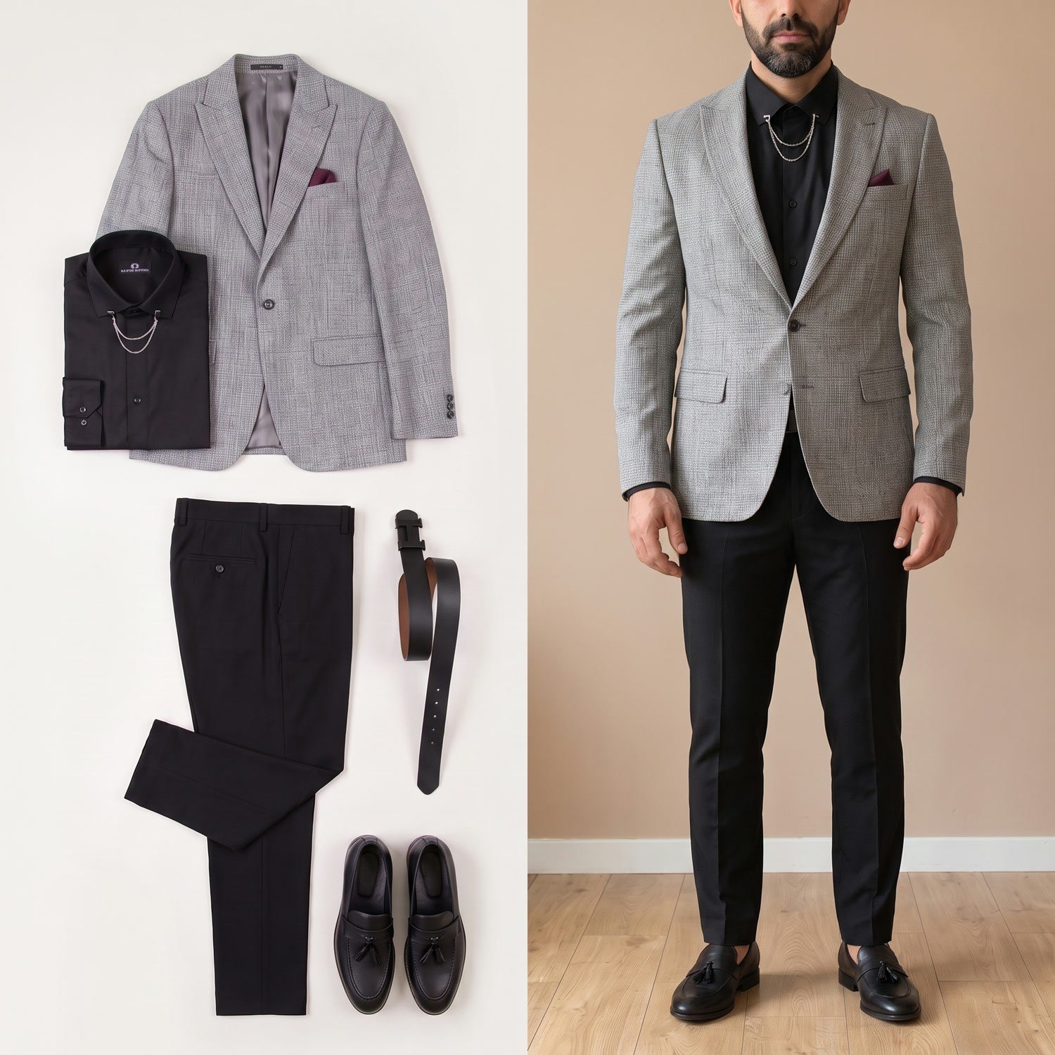 Gri Blazer Ceket Gömlek Pantolon Ayakkabı Kombin