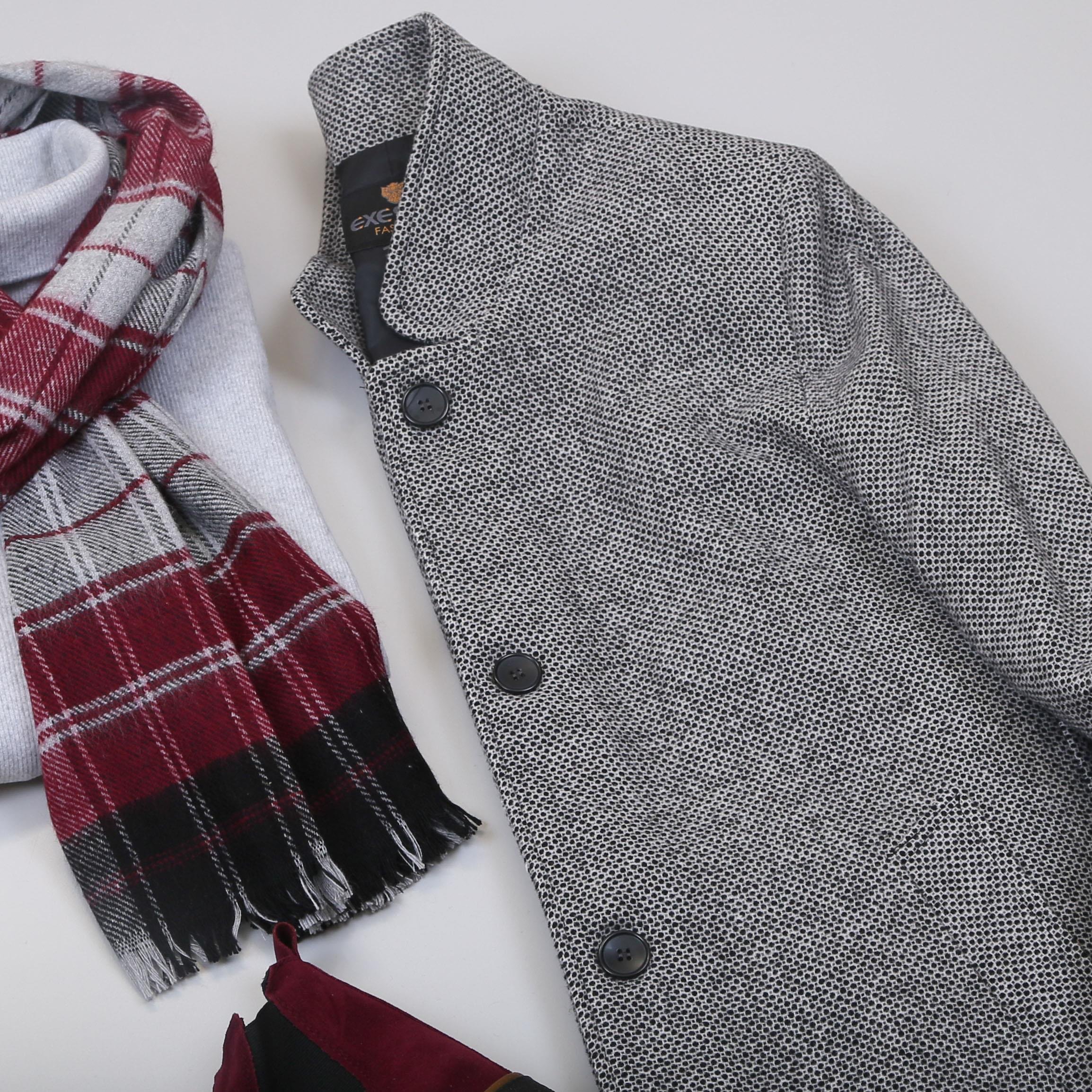 Gri Kırçıllı Kaban Boğazlı Body Pantolon Bot Kombin