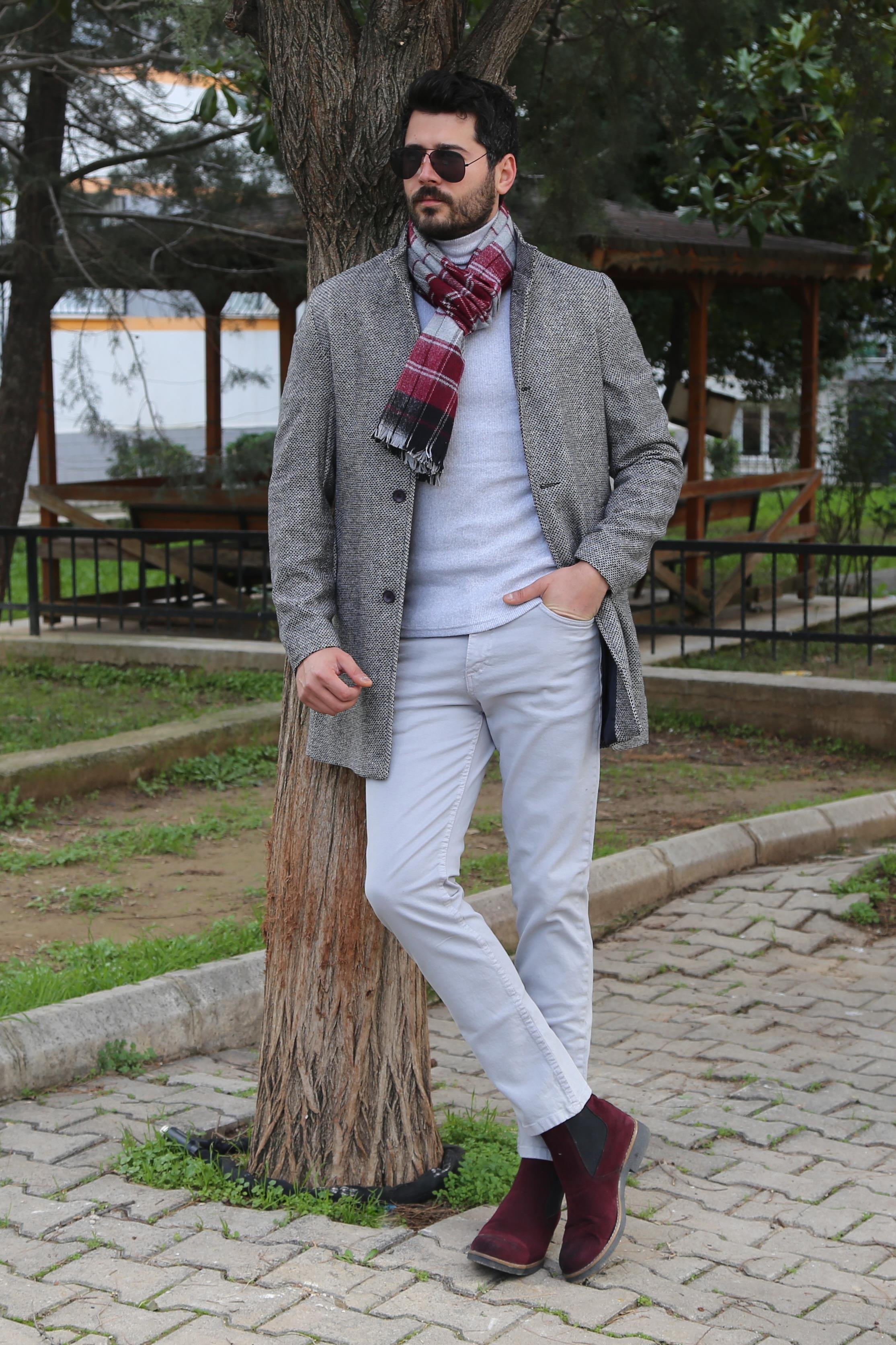 Gri Kırçıllı Kaban Kombini