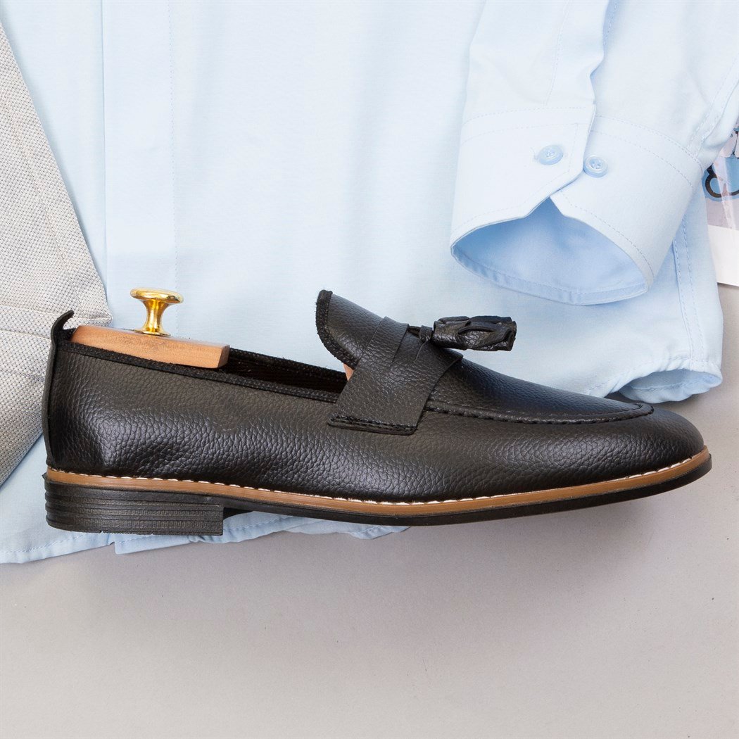 Gri Kumaş Pantolon Gömlek Ayakkabı Kombin