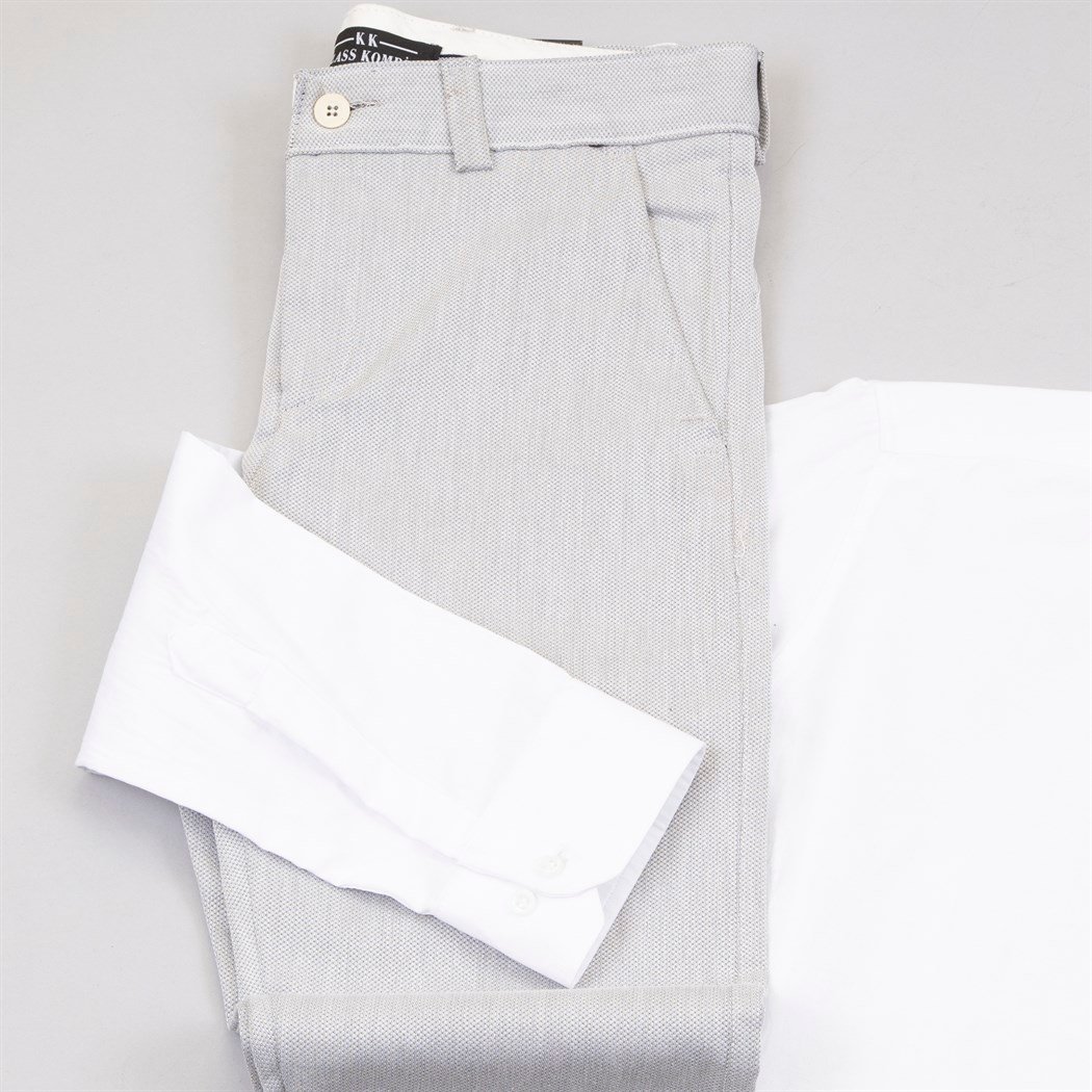 Gri Kumaş Pantolon Gömlek Ayakkabı Kombin