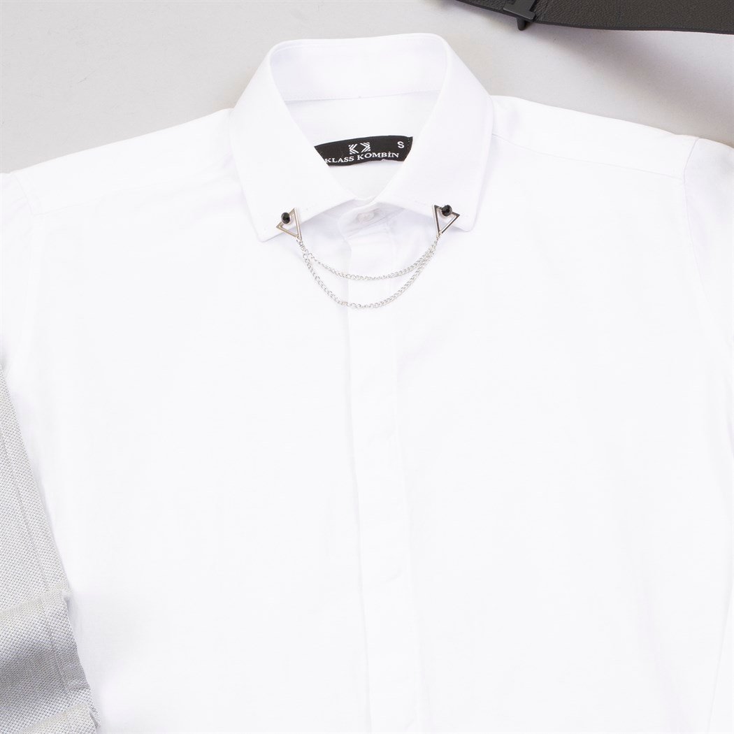 Gri Kumaş Pantolon Gömlek Ayakkabı Kombin