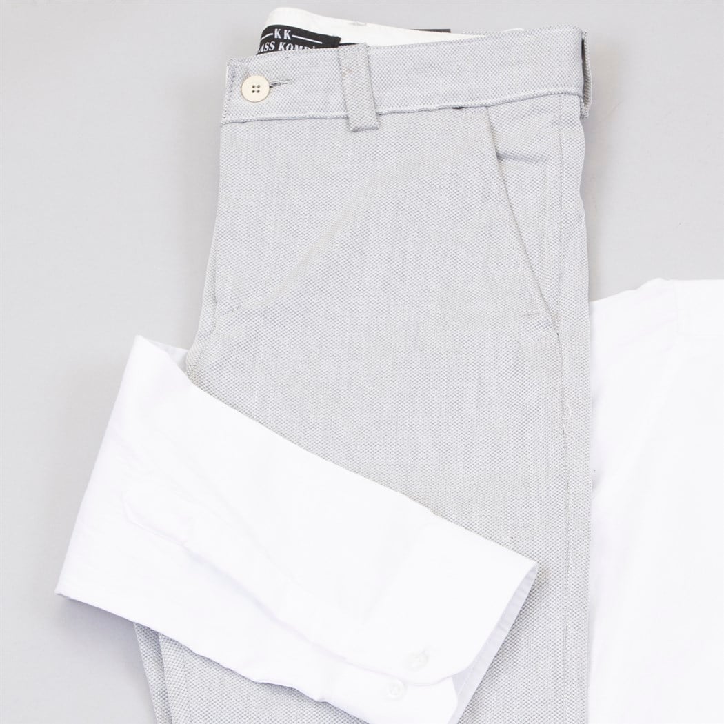 Gri Kumaş Pantolon Gömlek Ayakkabı Kombin