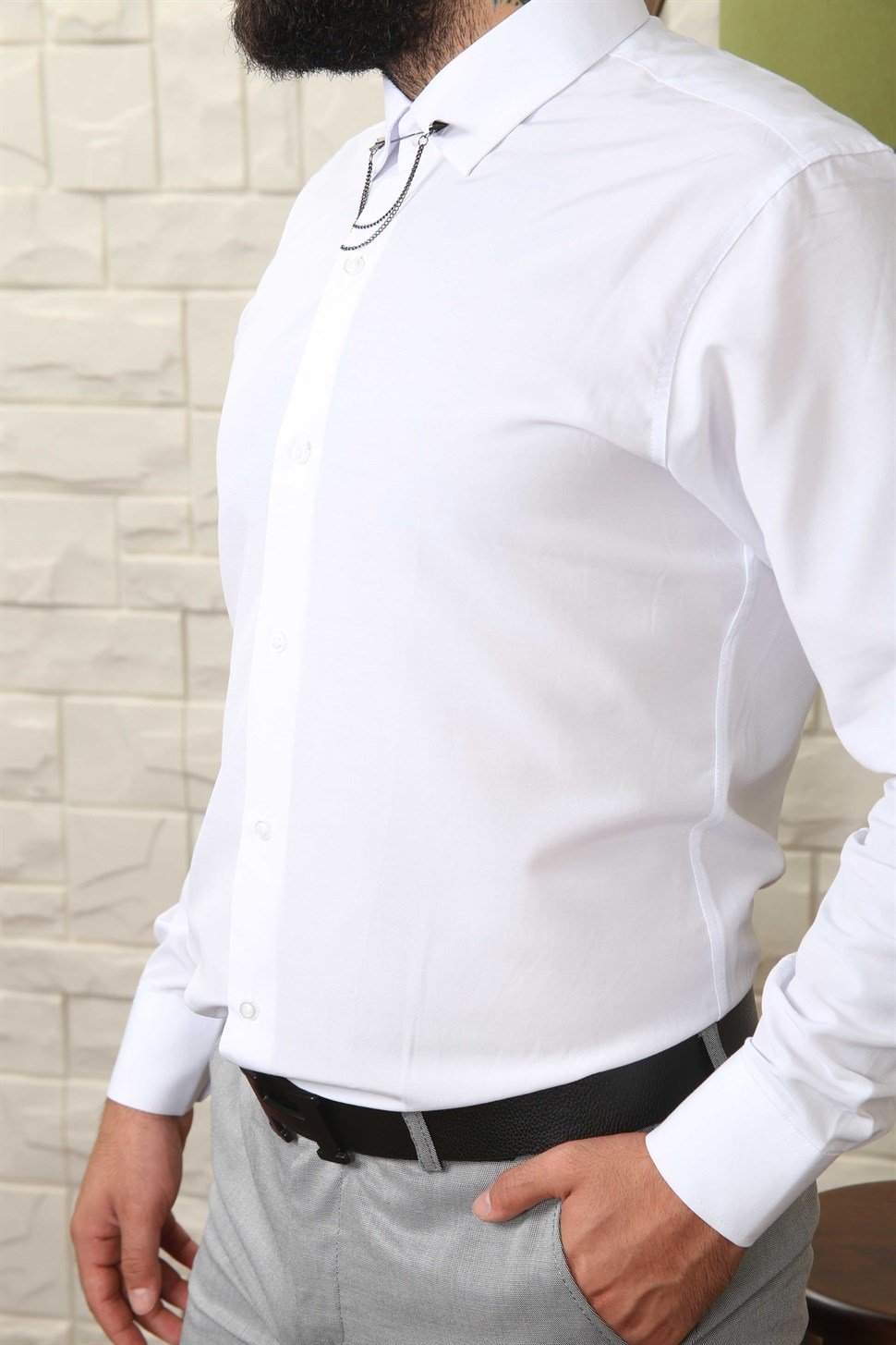 Gri Kumaş Pantolon Gömlek Ayakkabı Kombini