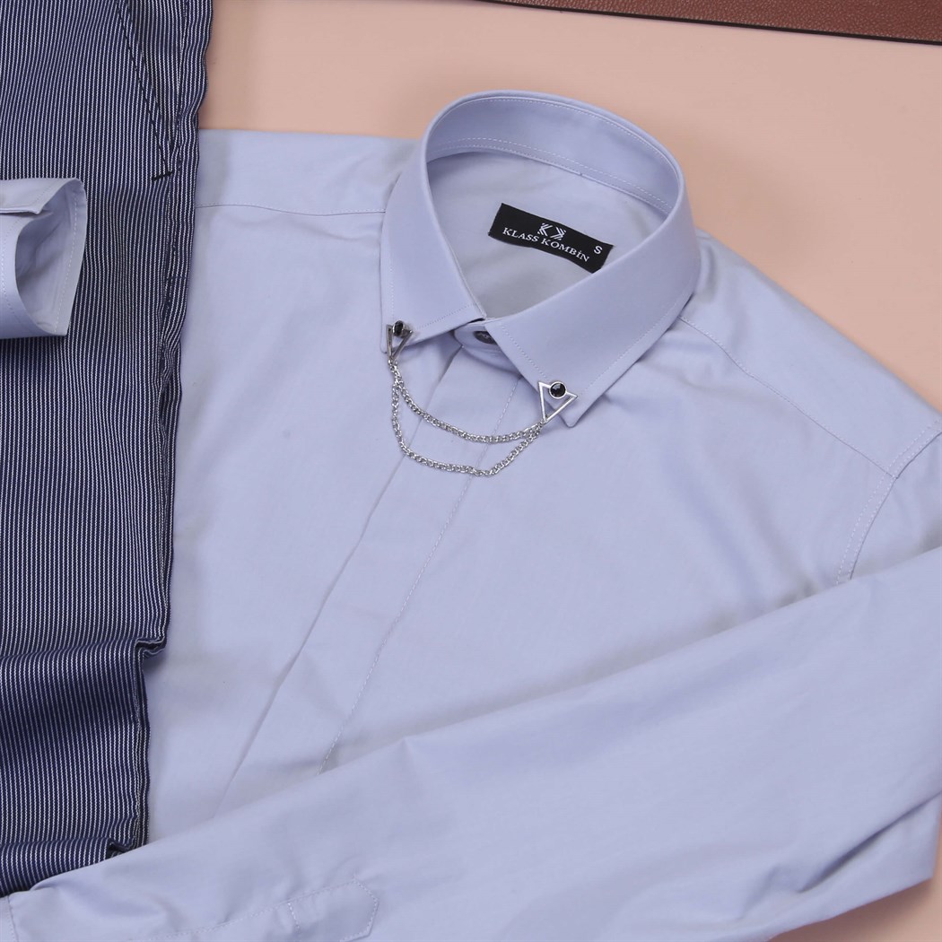 Gri Kumaş Pantolon Gri Gömlek Ayakkabı Kombini