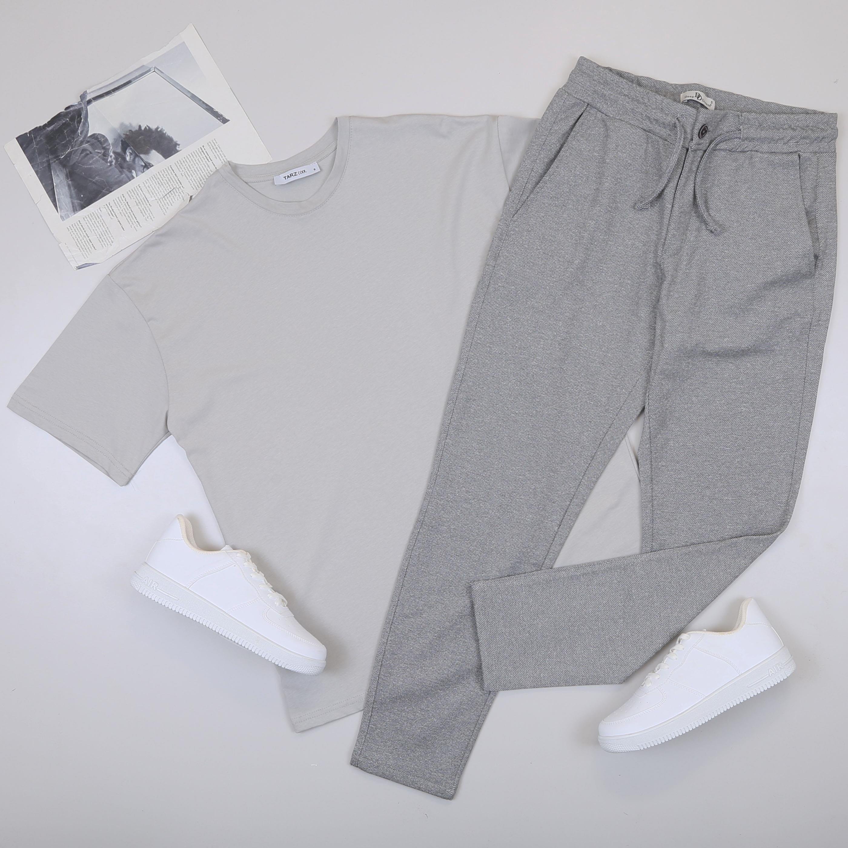 Gri Oversize Tişört Pantolon Ayakkabı Kombin