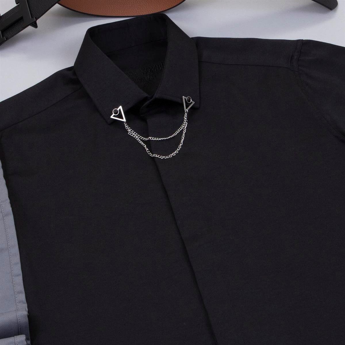 Gri Pantolon Siyah Gömlek Ayakkabı Kombin