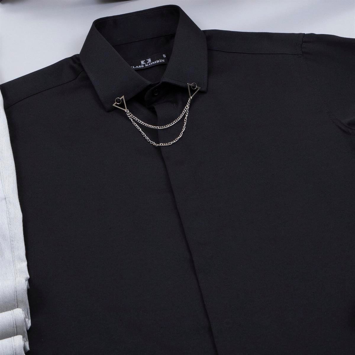 Gri Pantolon Siyah Gömlek Ayakkabı Kombin