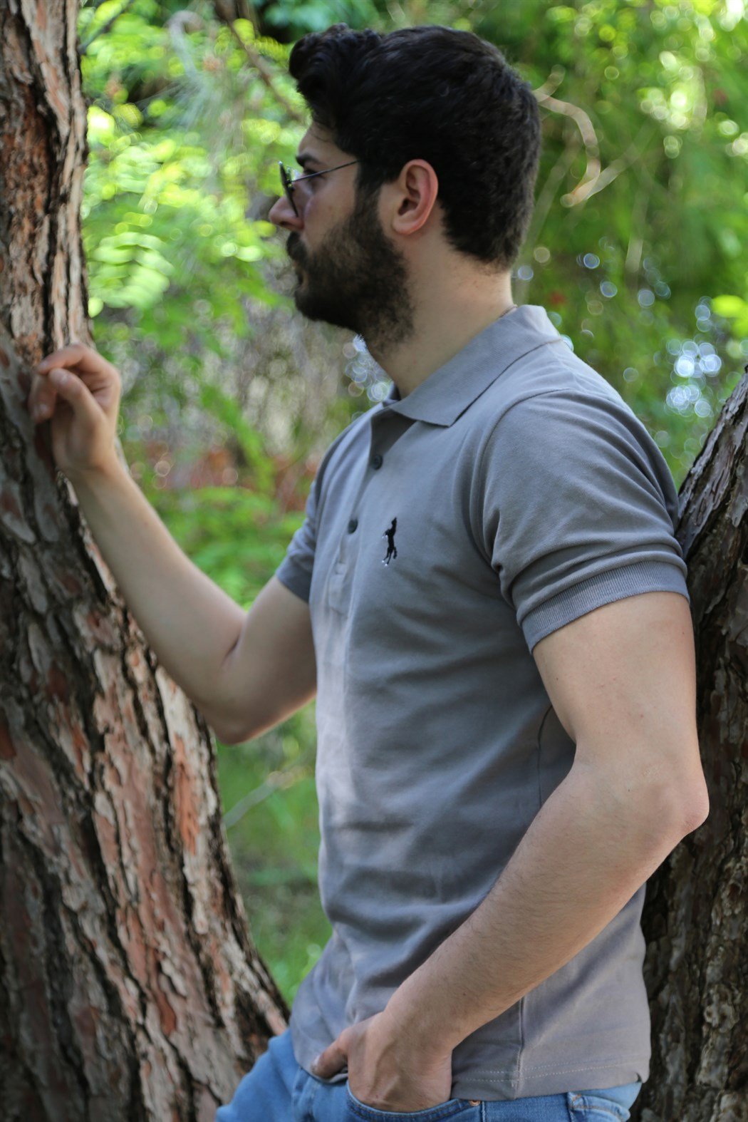 Gri Polo Yaka Tişört