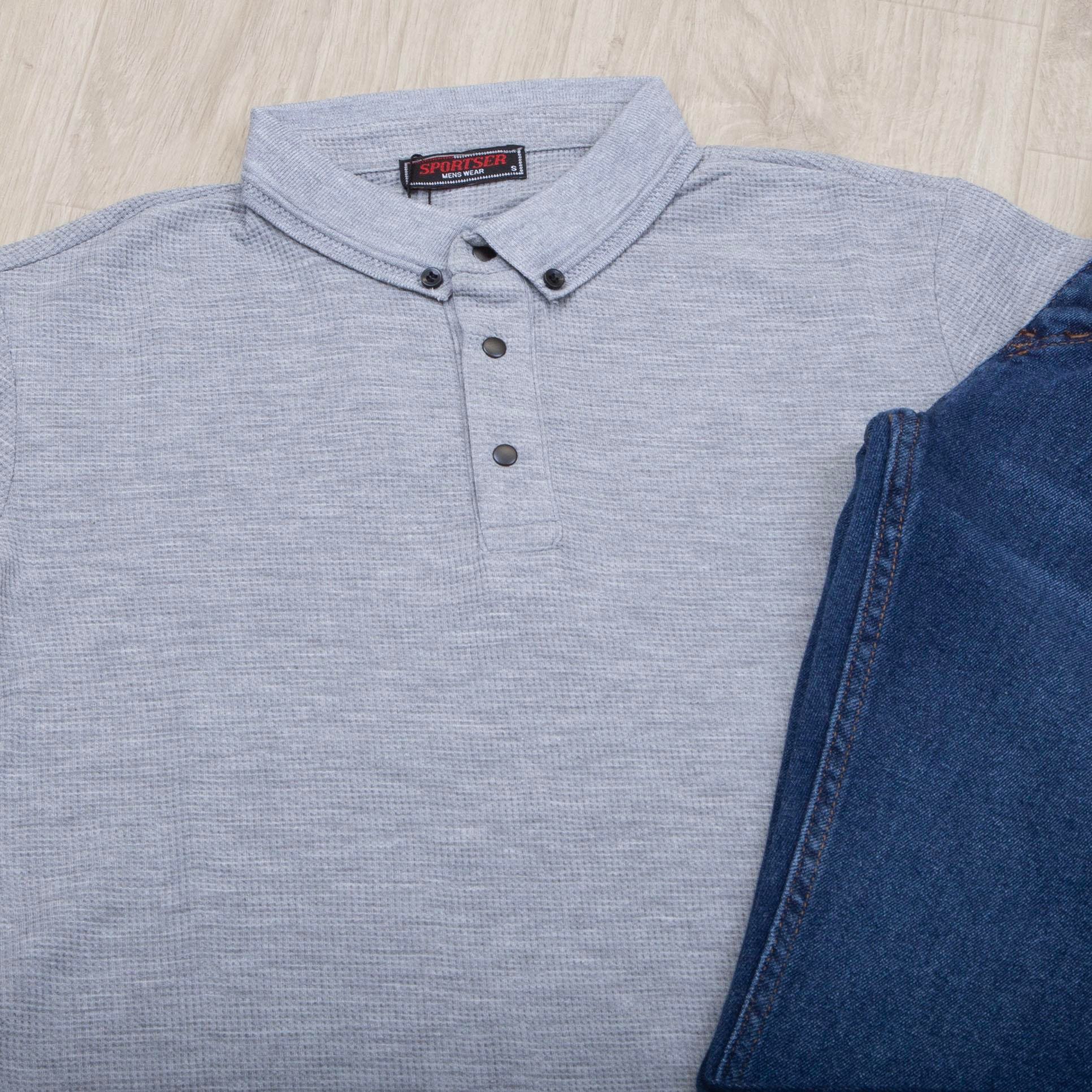 Gri Polo Yaka Tişört Pantolon Ayakkabı Kombin