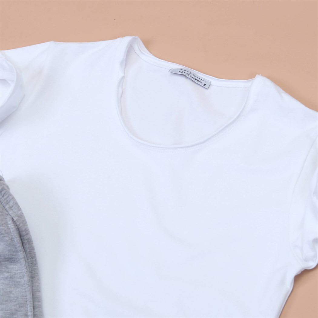 Gri Sort Basic Tshirt kombini