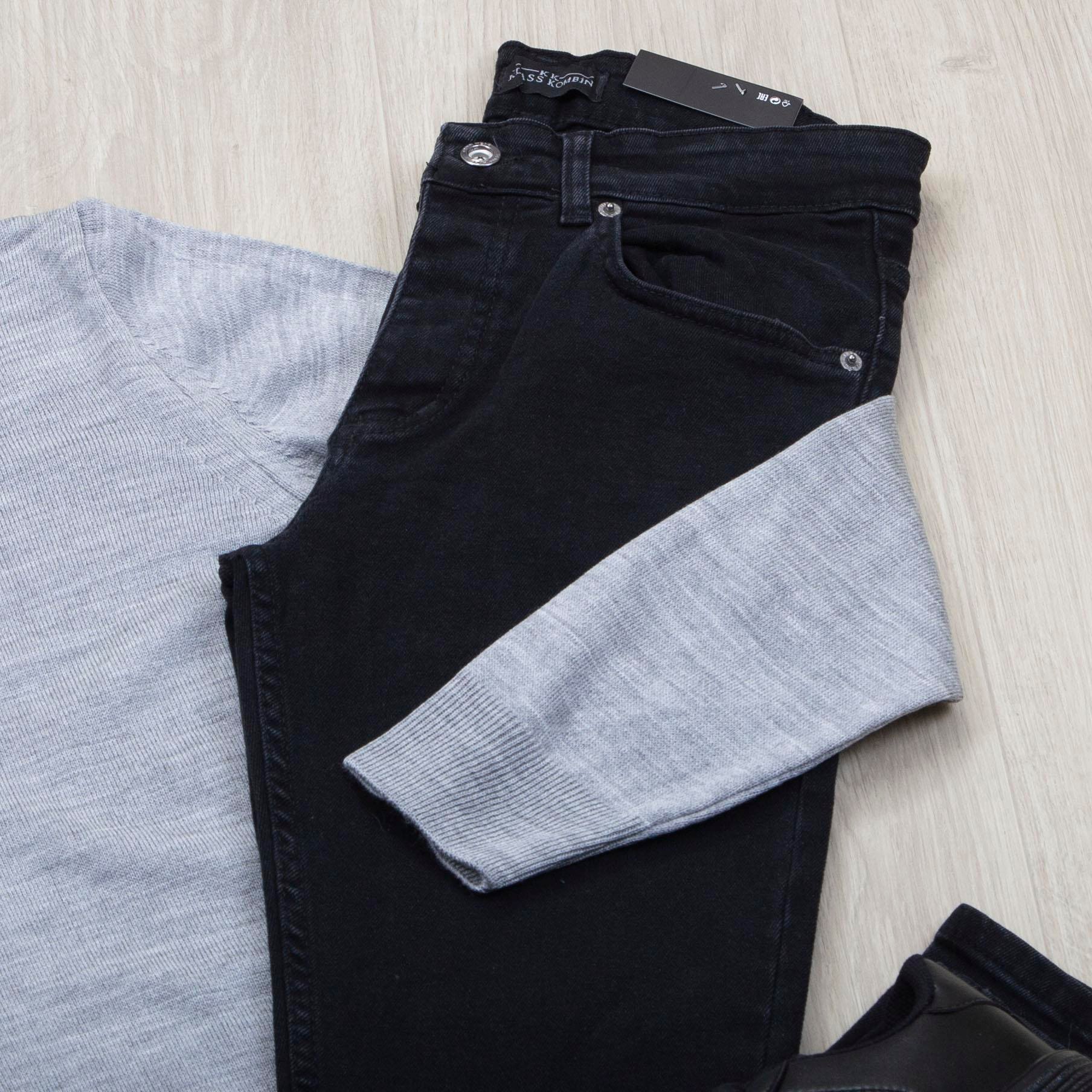 Gri Triko Kazak Pantolon Ayakkabı Kombin