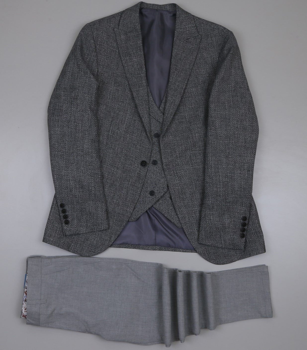 Gri  Yelek Ceket Gri Pantolon Kombini