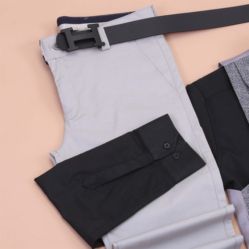 Gri Yelek Siyah Gömlek Kumaş Pantolon Klasik Ayakkabı Koımbini 