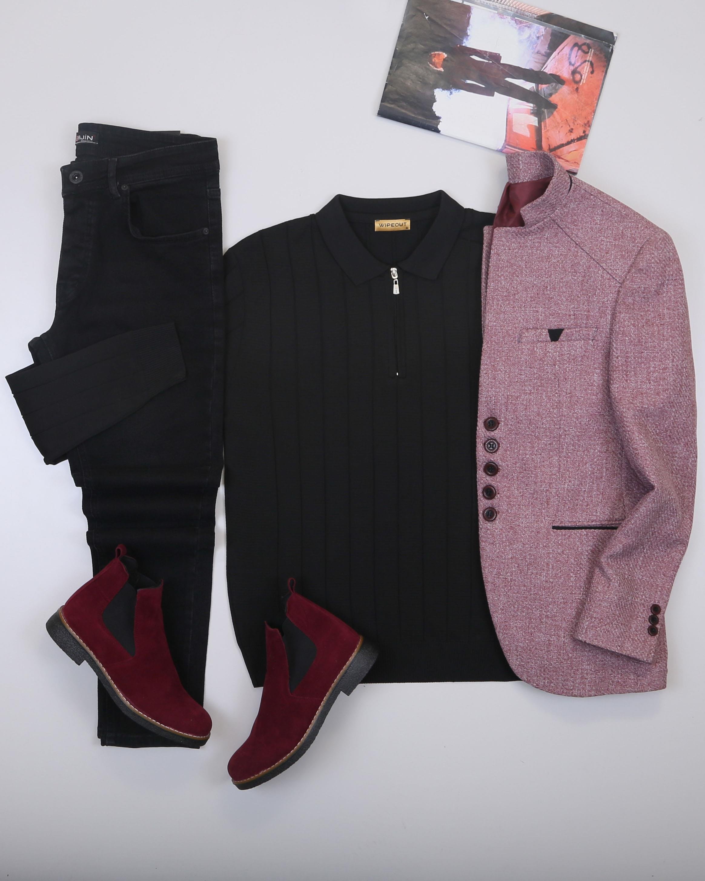 Gül Kurusu Dik Yaka Blazer Ceket Kombini