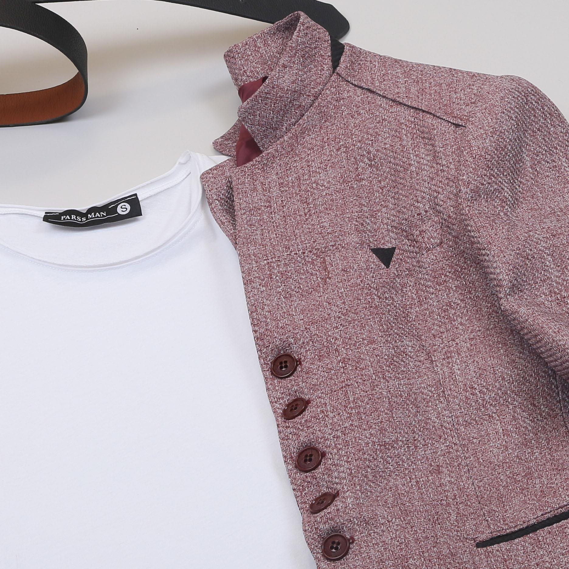 Gül Kurusu Dik Yaka Blazer Ceket Tişört Pantolon Ayakkabı Kombin