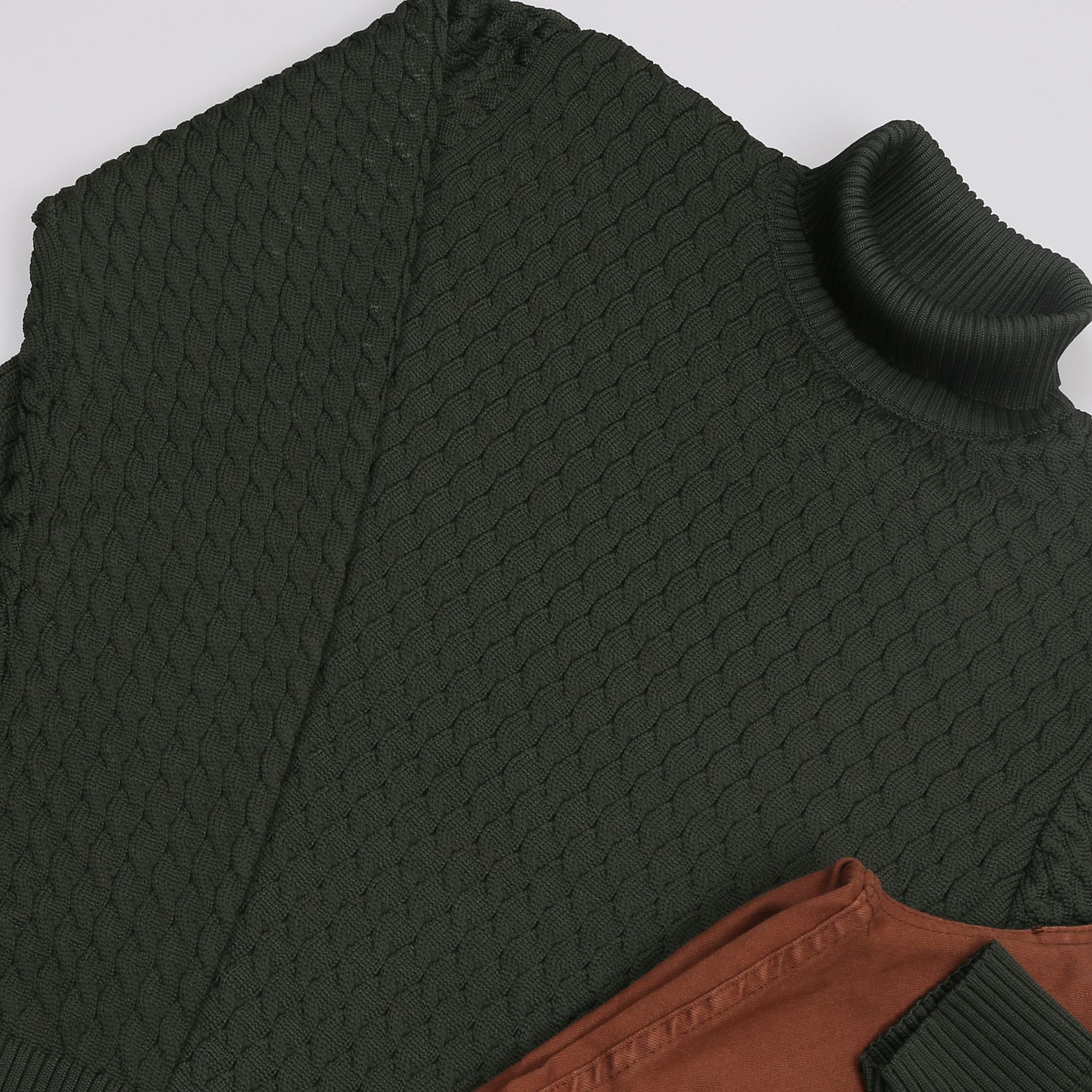 Haki Boğazlı triko kahve kot Pantolon