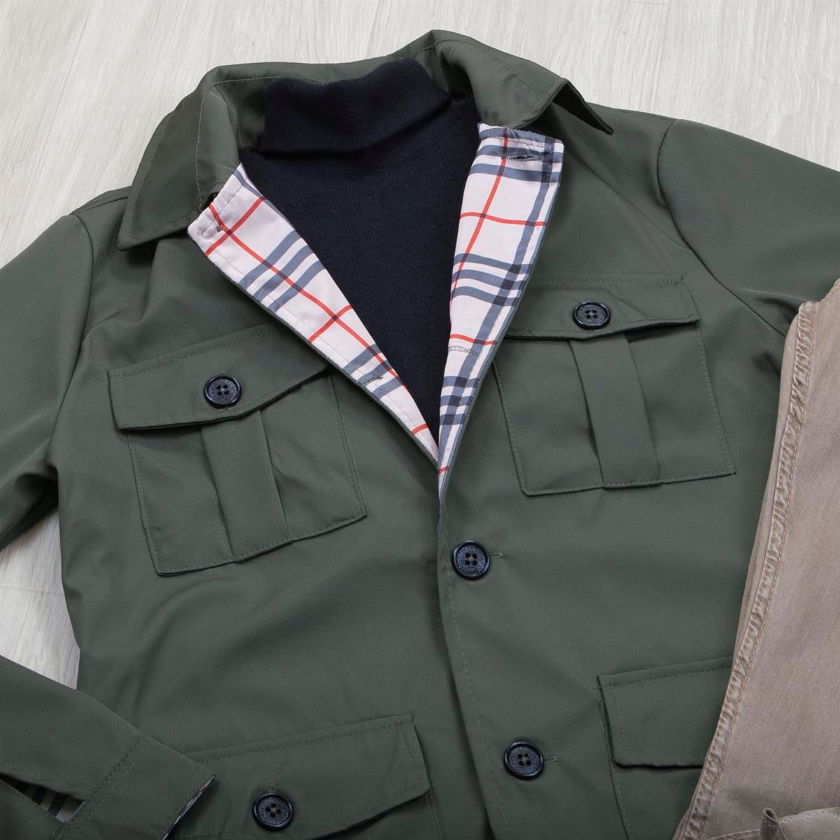 Haki Ceket Boğazlı Body Pantolon Bot Kombin