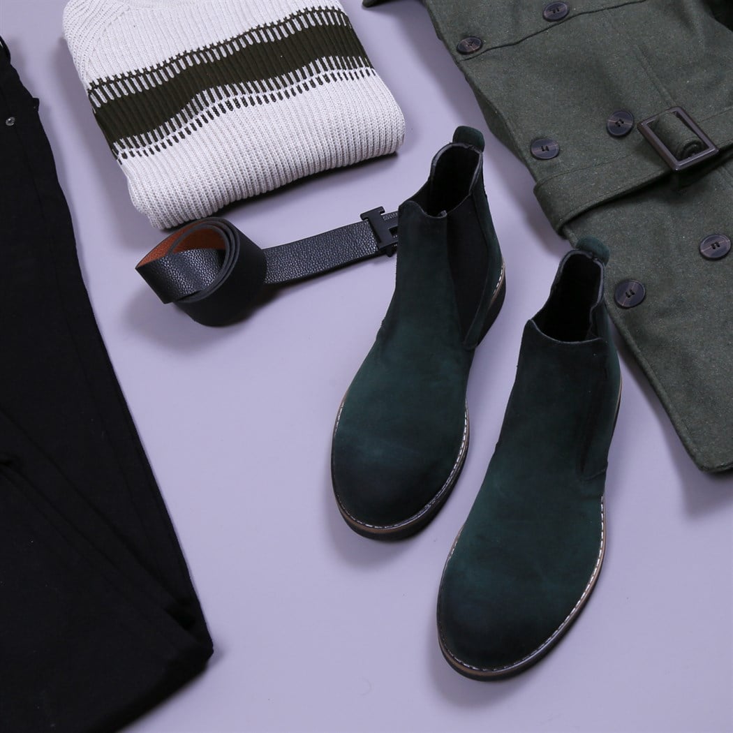 Haki Ceket Bot Pantolon Kazak kombini