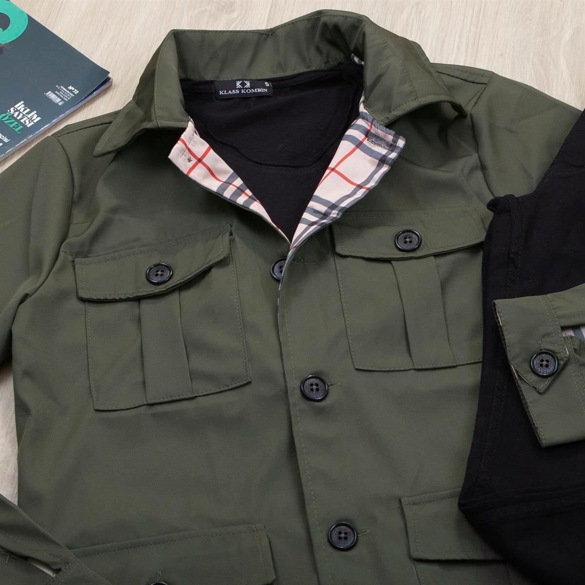 Haki Ceket Tişört Pantolon Ayakkabı Kombin