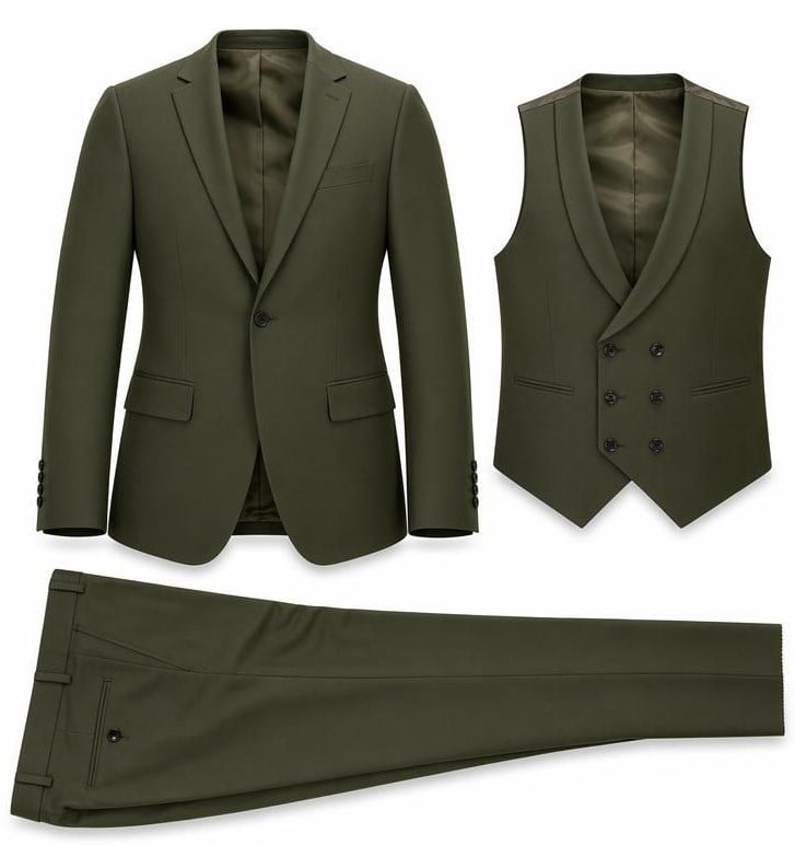 Haki Ceket Yelek  Pantolon Kombini