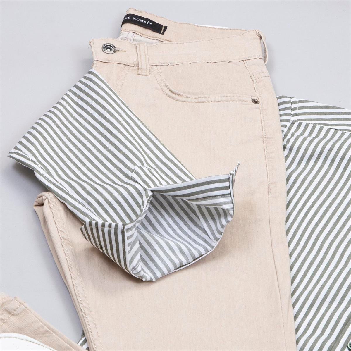 Haki Çizgili Gömlek Pantolon Ayakkabı Kombin