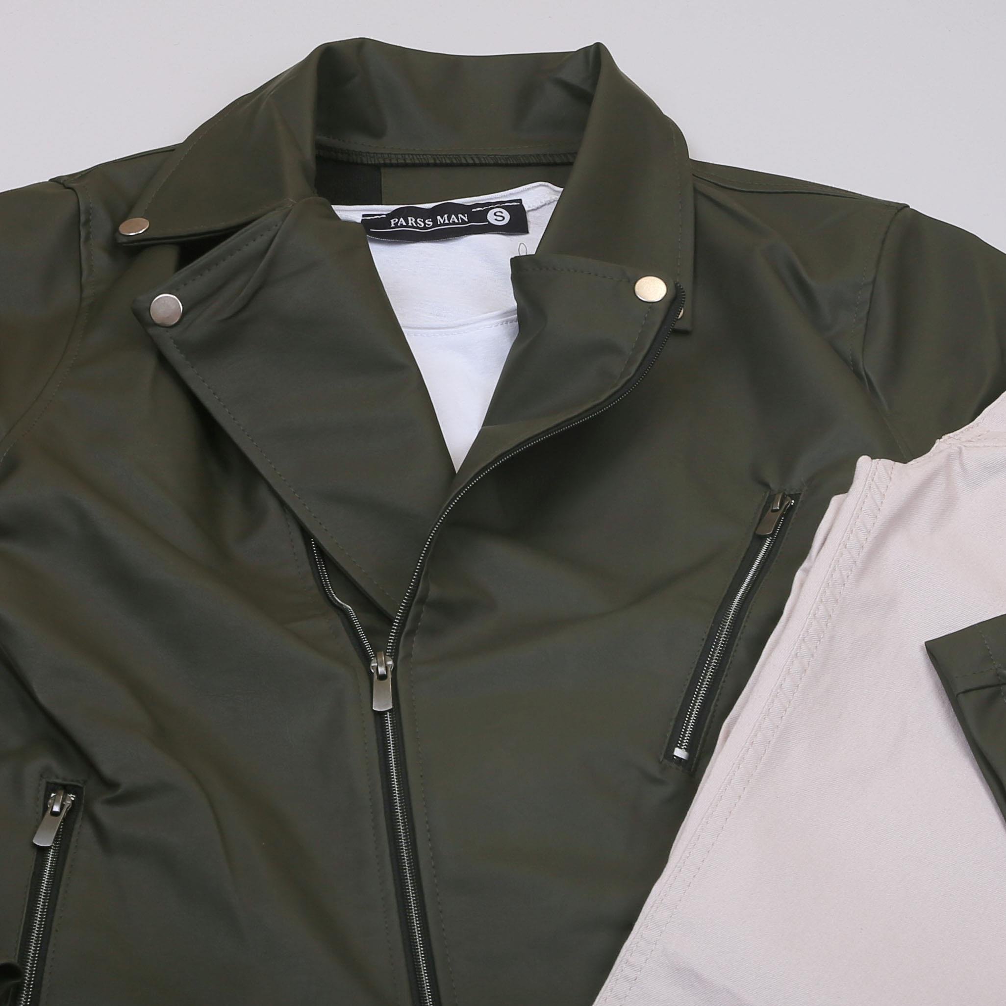 Haki Deri Ceket Tişört Pantolon Ayakkabı Kombin