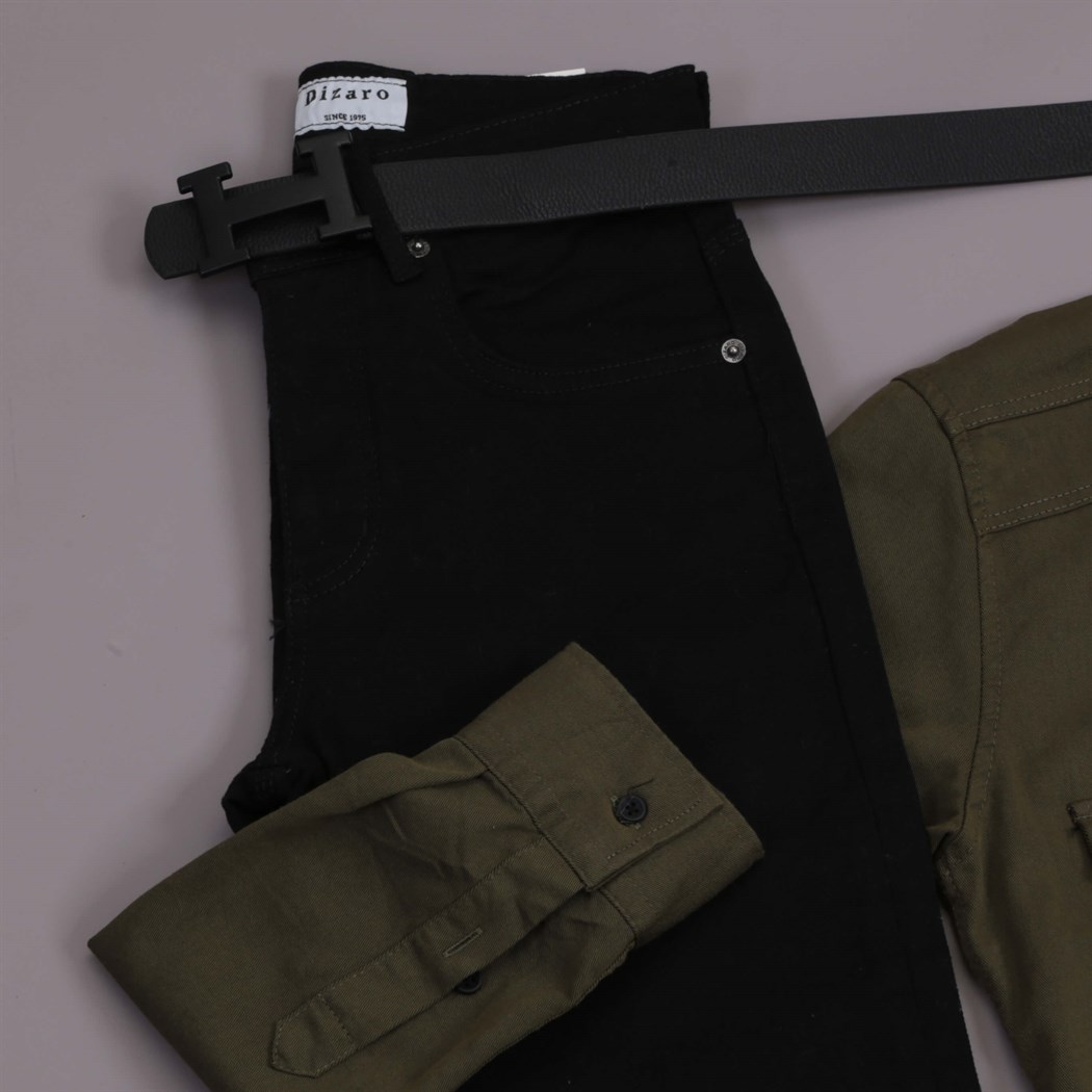 Haki Gömek Pantolon Ayakkabı Kombini