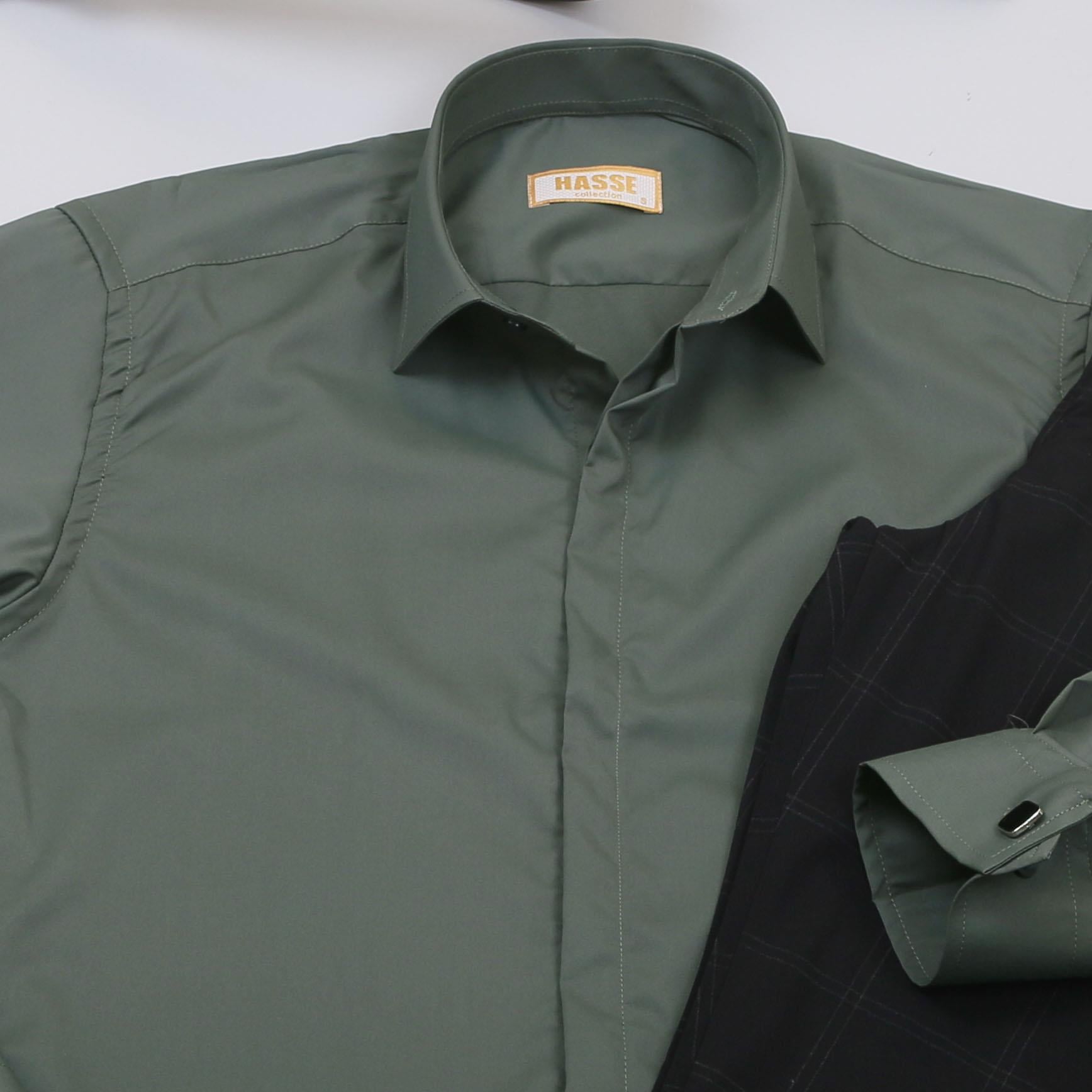 Haki Gömlek Siyah Pantolon Ayakkabı Kombin