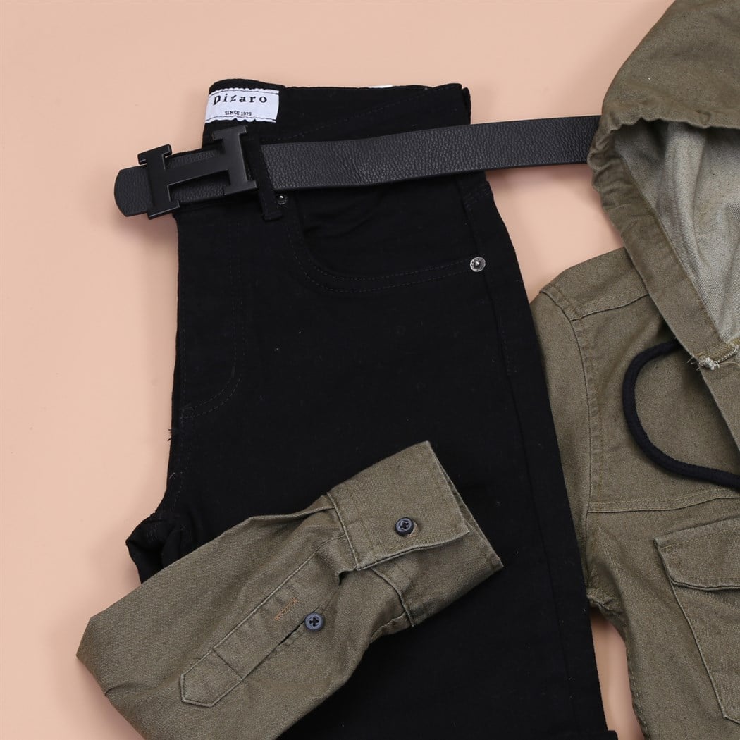 Haki Kapsonlu Kot Gömlek Pantolon Ayakkabı Kombini