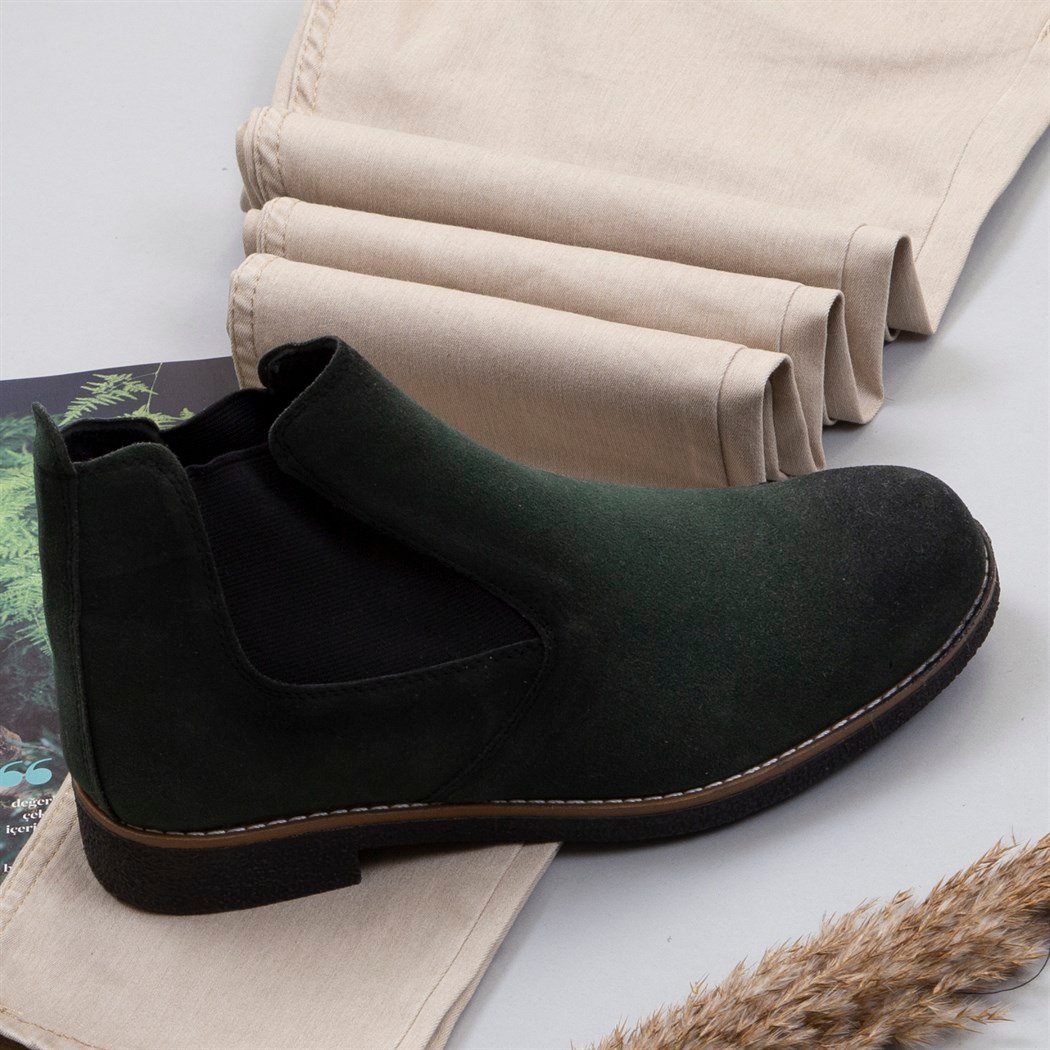 Haki Kaşe Gömlek Boğazlı Kazak Pantolon Bot Kombin