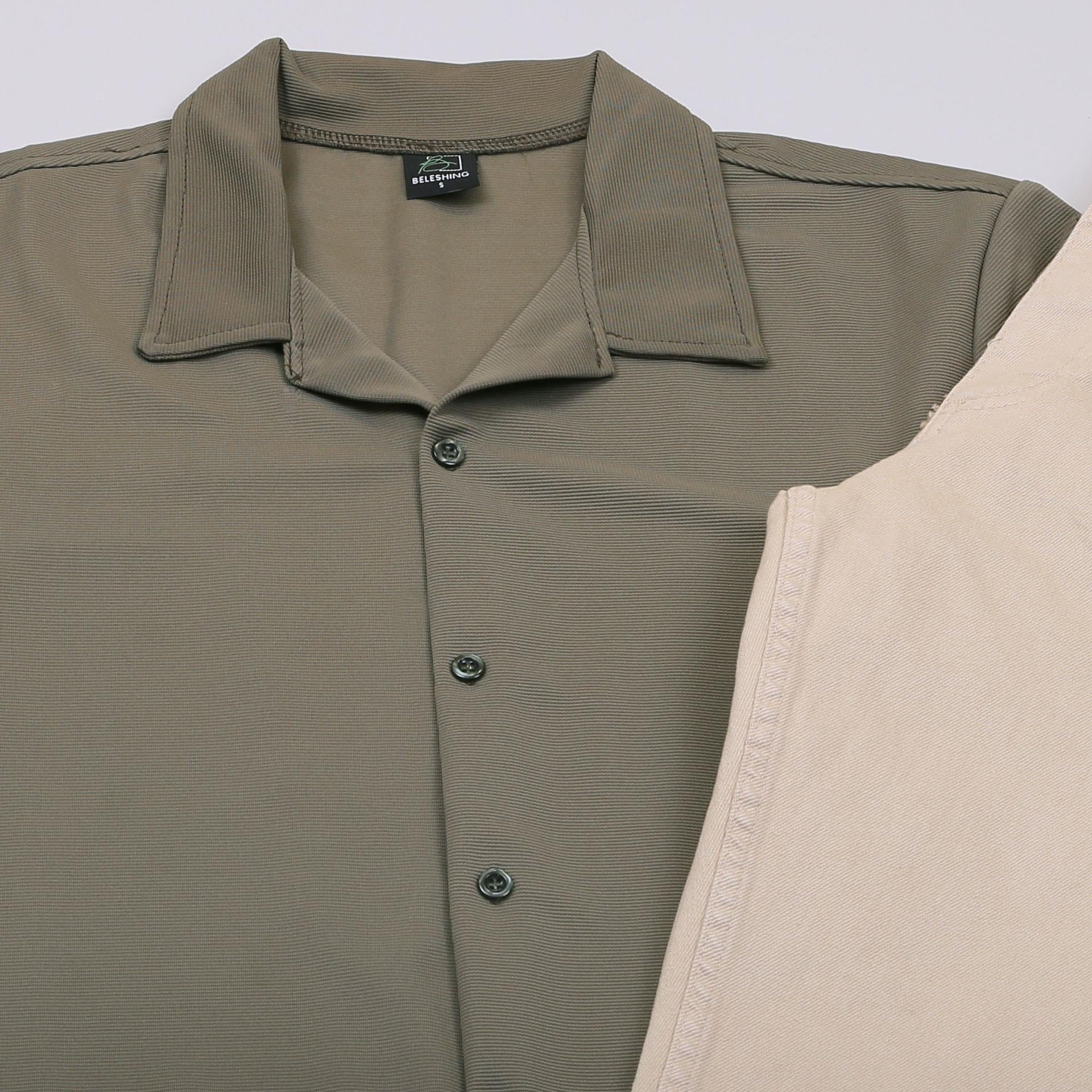 Haki Kısa Kollu  Gömlek Pantolon Ayakkabı Kombin