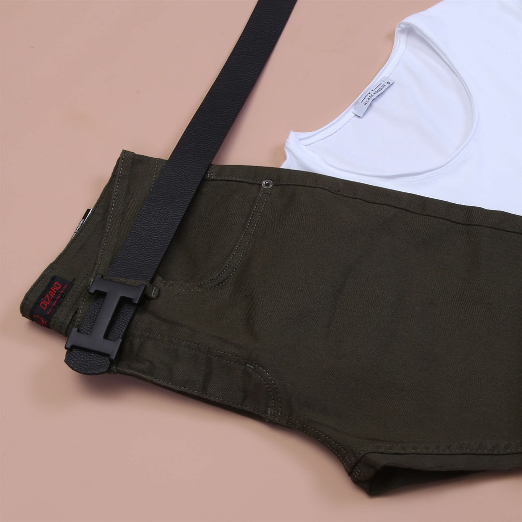 Haki Kot Basic Ayakkabı Kombini