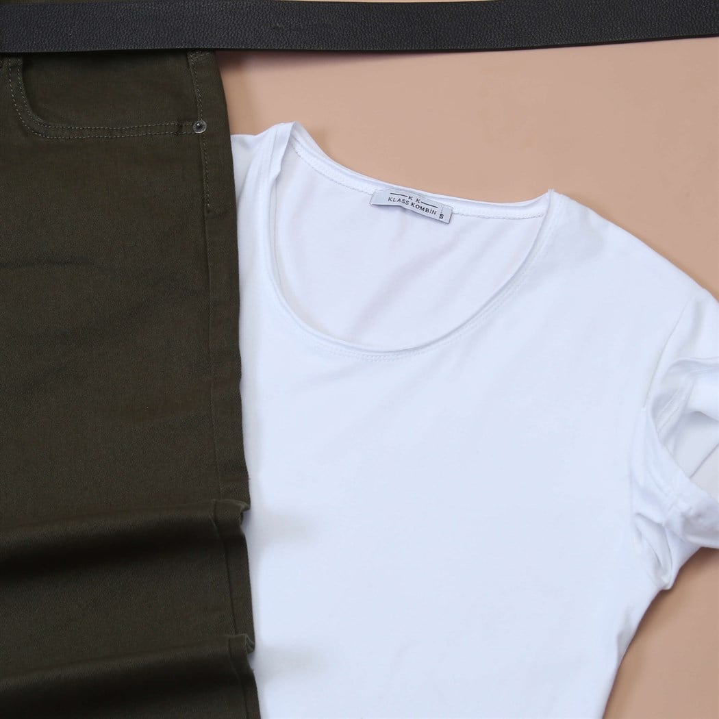 Haki Kot Basic Ayakkabı Kombini