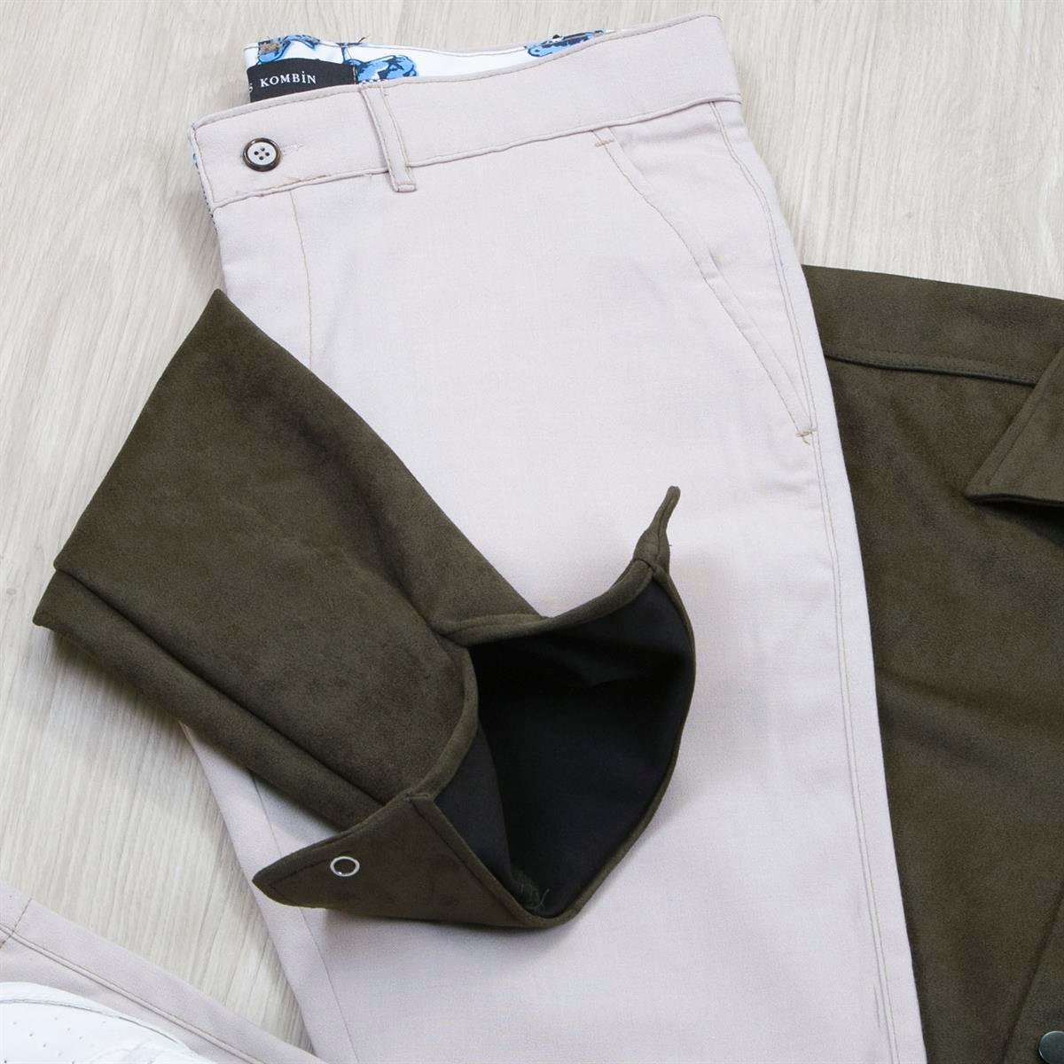 Haki Nubuk Gömlek Pantolon Ayakkabı Kombin