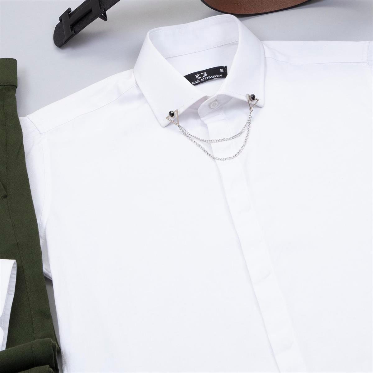 Haki Pantolon Beyaz Gömlek Ayakkabı Kombin