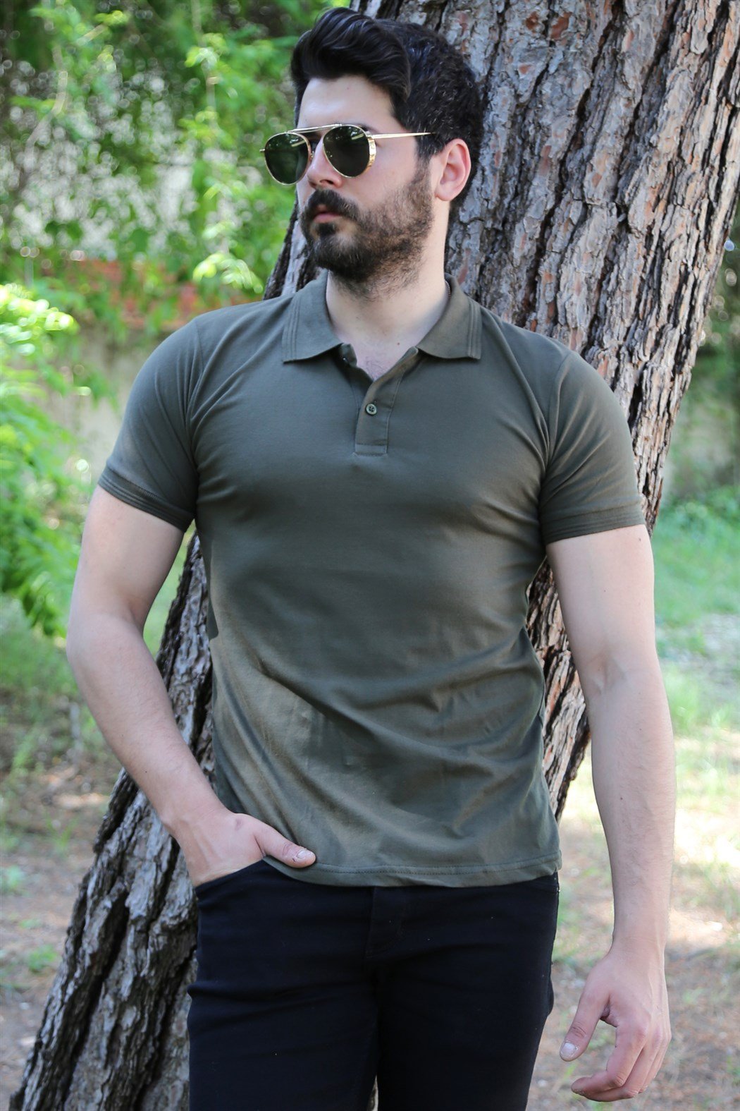 Haki Polo Yaka Tişört