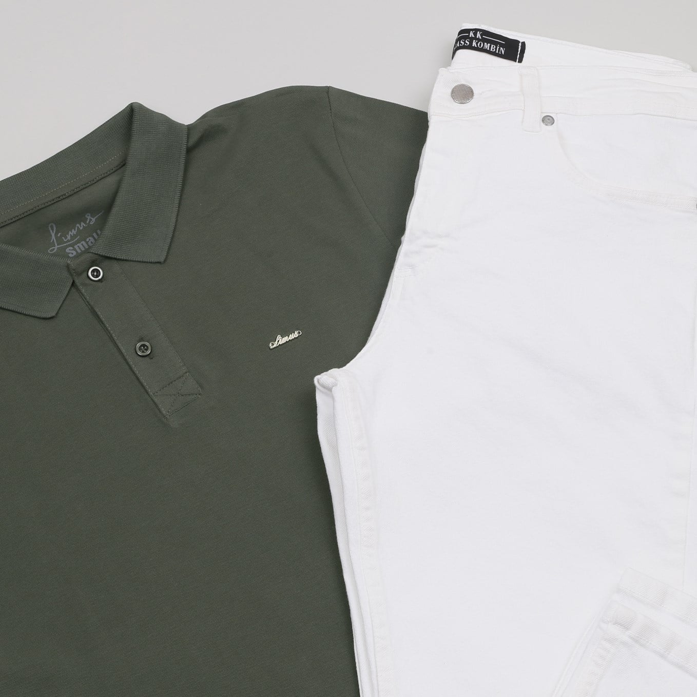 Haki Polo Yaka Tişört Kot Pantolon Kombini Erkek | Slim Fit Şık Günlük Set
