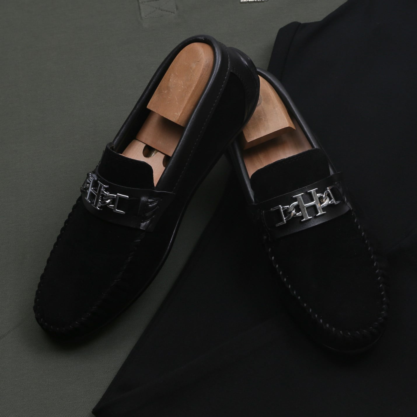 Haki Polo Yaka Tişört Kumaş Pantolon Kombini Erkek | Slim Fit Şık Günlük Set