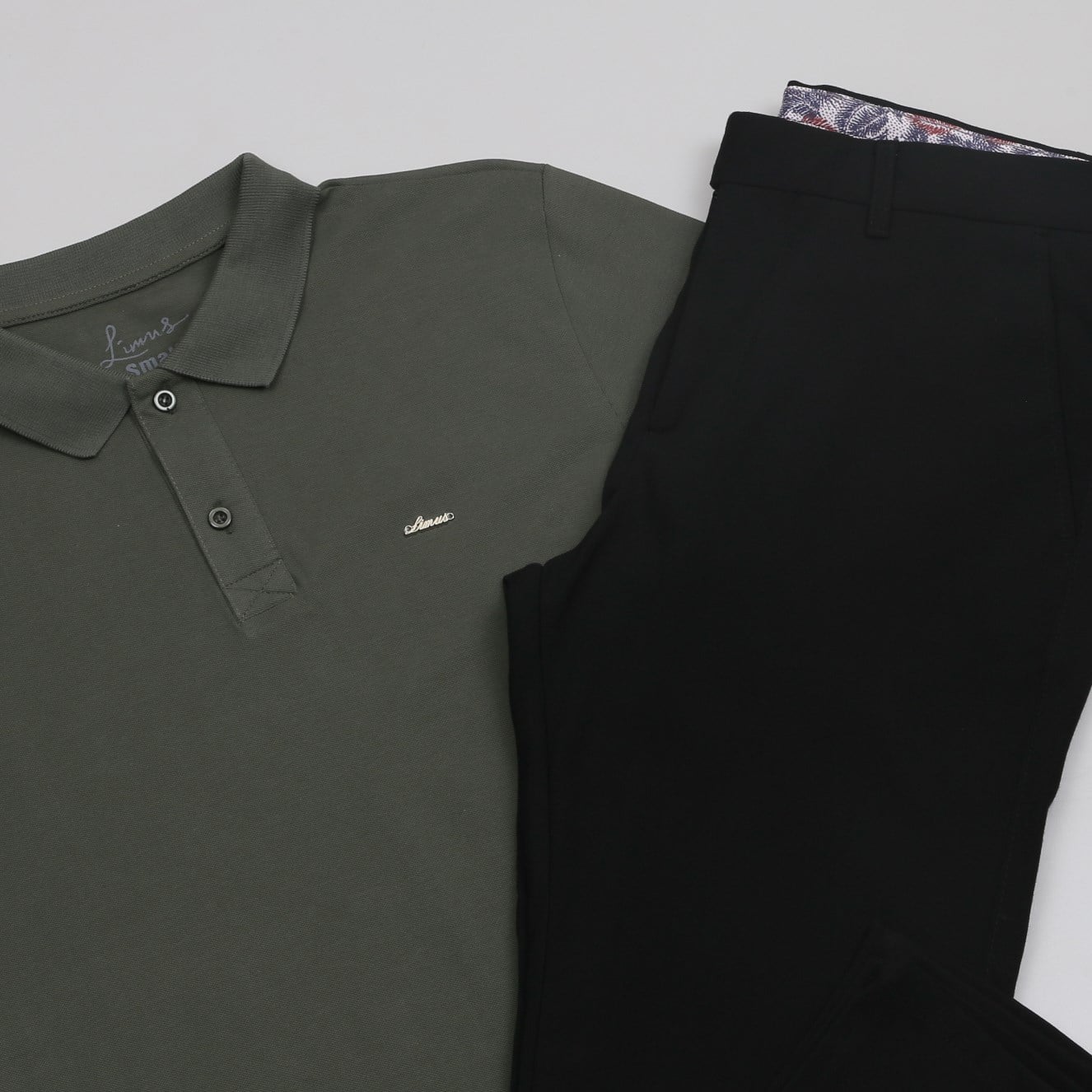 Haki Polo Yaka Tişört Kumaş Pantolon Kombini Erkek | Slim Fit Şık Günlük Set