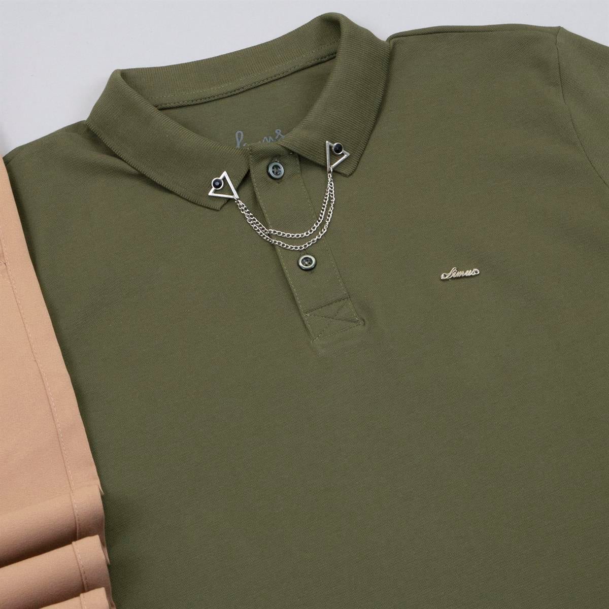 Haki Polo Yaka Tişört Pantolon Ayakkabı Kombin