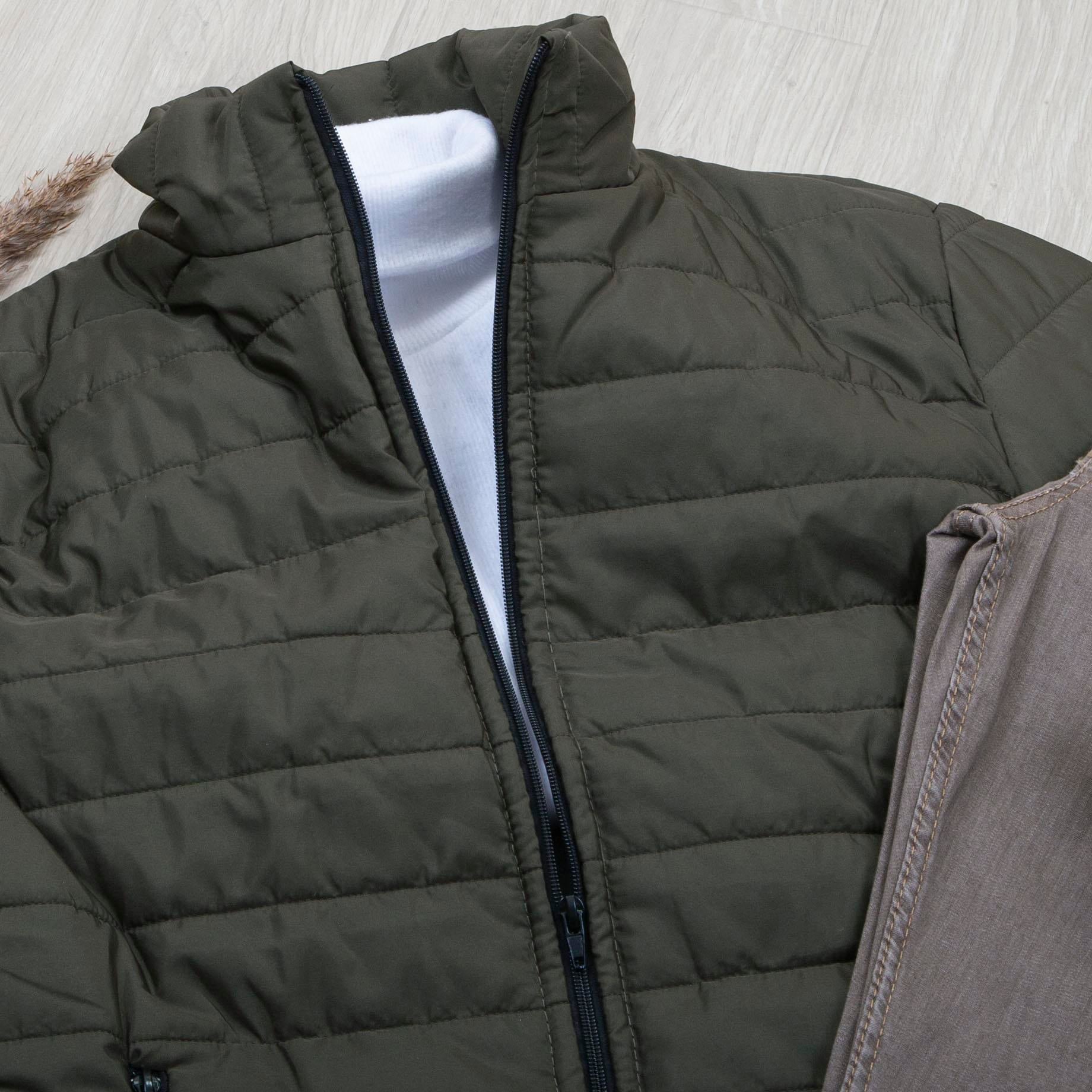 Haki Şişme Mont Boğazlı Body Pantolon Bot Kombin