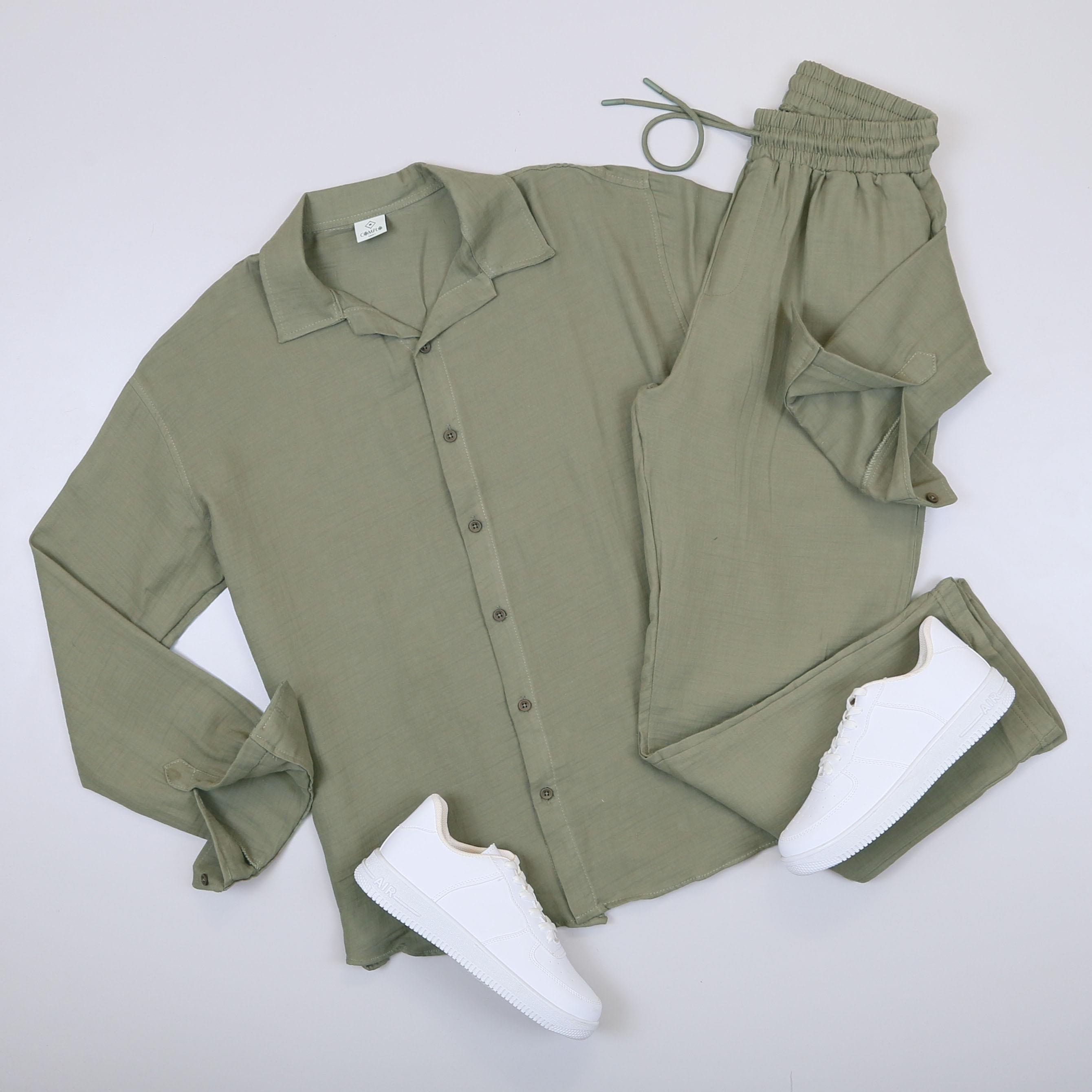 Haki Spor Takım Ayakkabı Kombin