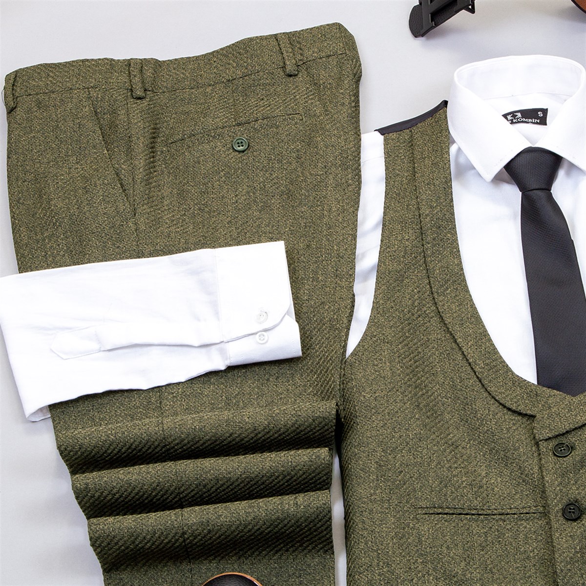 Haki Takım Elbise Kombini